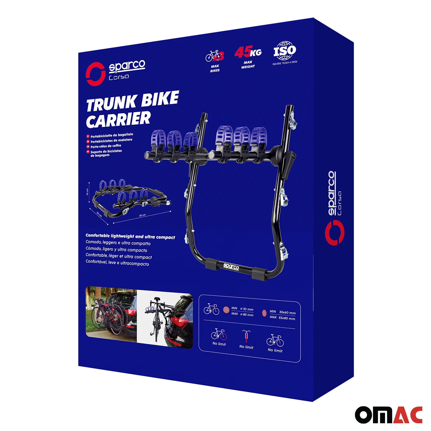 SPARCO Universell Fahrradträger Heckträger für 3 Fahrrad Kofferraumträger Halter - Image 4