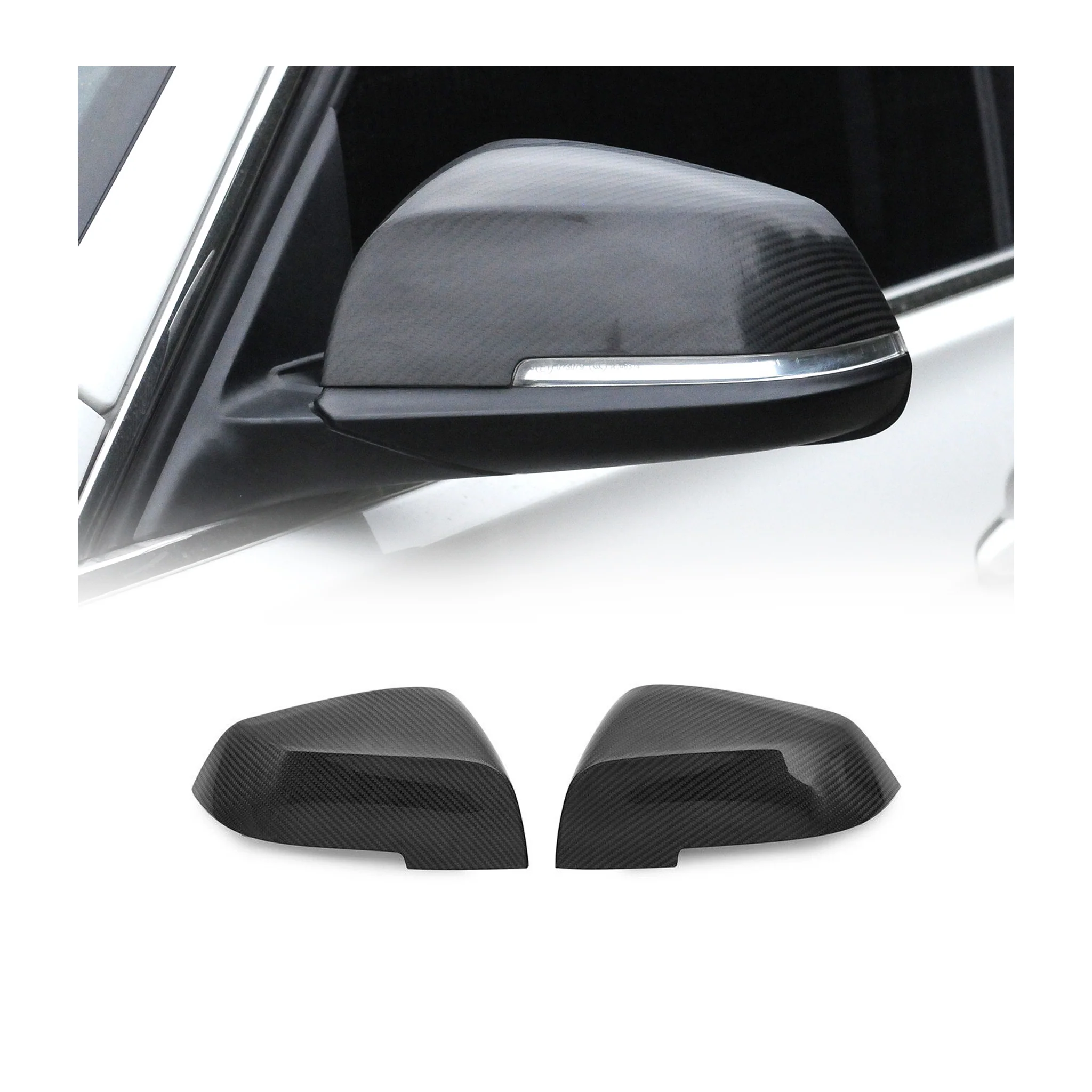 Spiegelkappen Leiste für BMW 3er F30 F31 F34 2012-2018 Echt Carbon Schwarz 2x