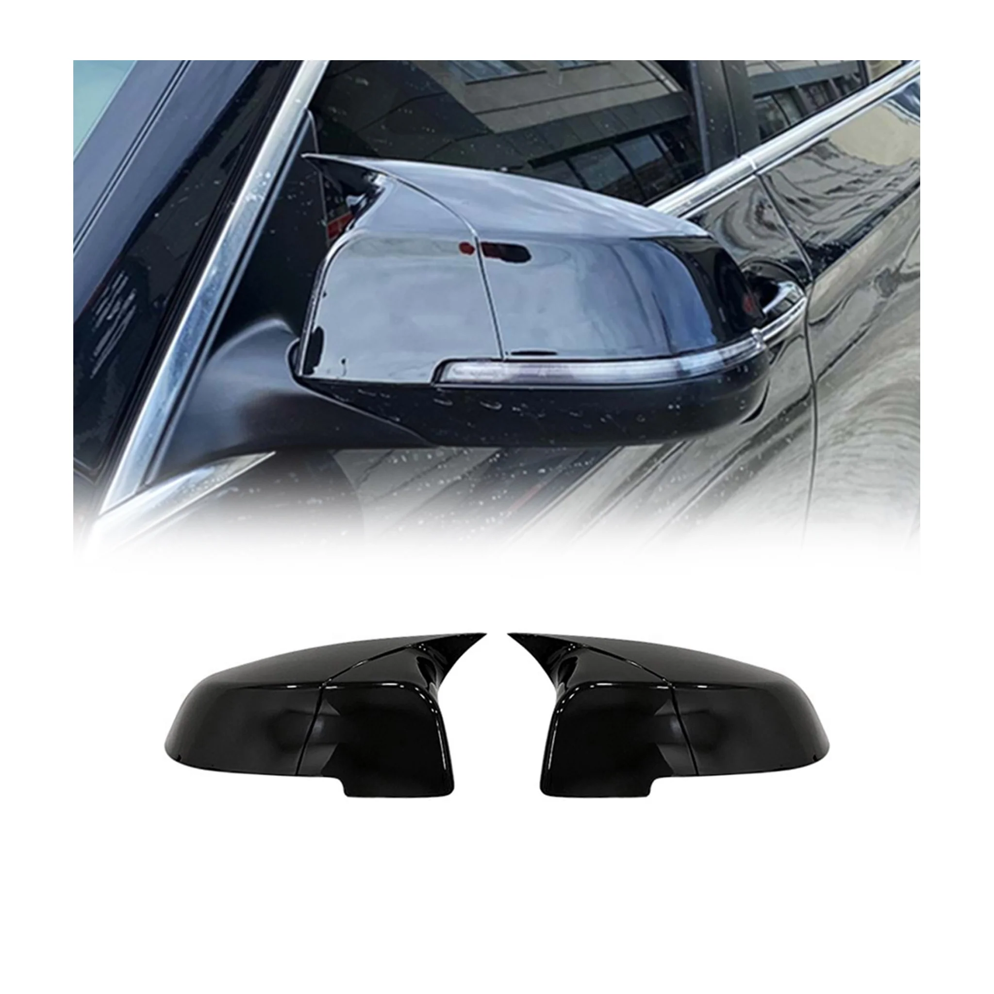 Spiegelkappen Spiegelabdeckung für BMW 5er F10 F11 F18 2014-2018 ABS Schwarz 2x