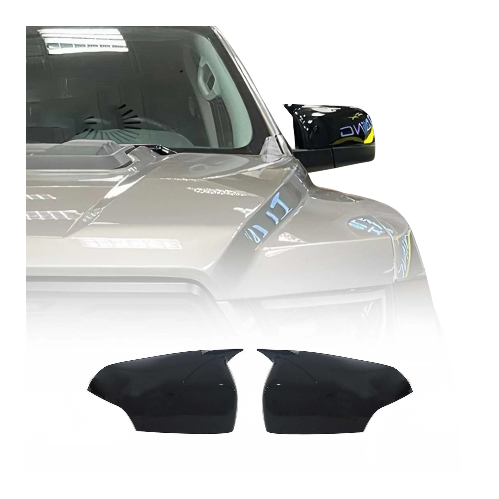 Spiegelkappen Spiegelabdeckung für Ford Ranger 2015-2024 ABS Schwarz Glanz 2tlg