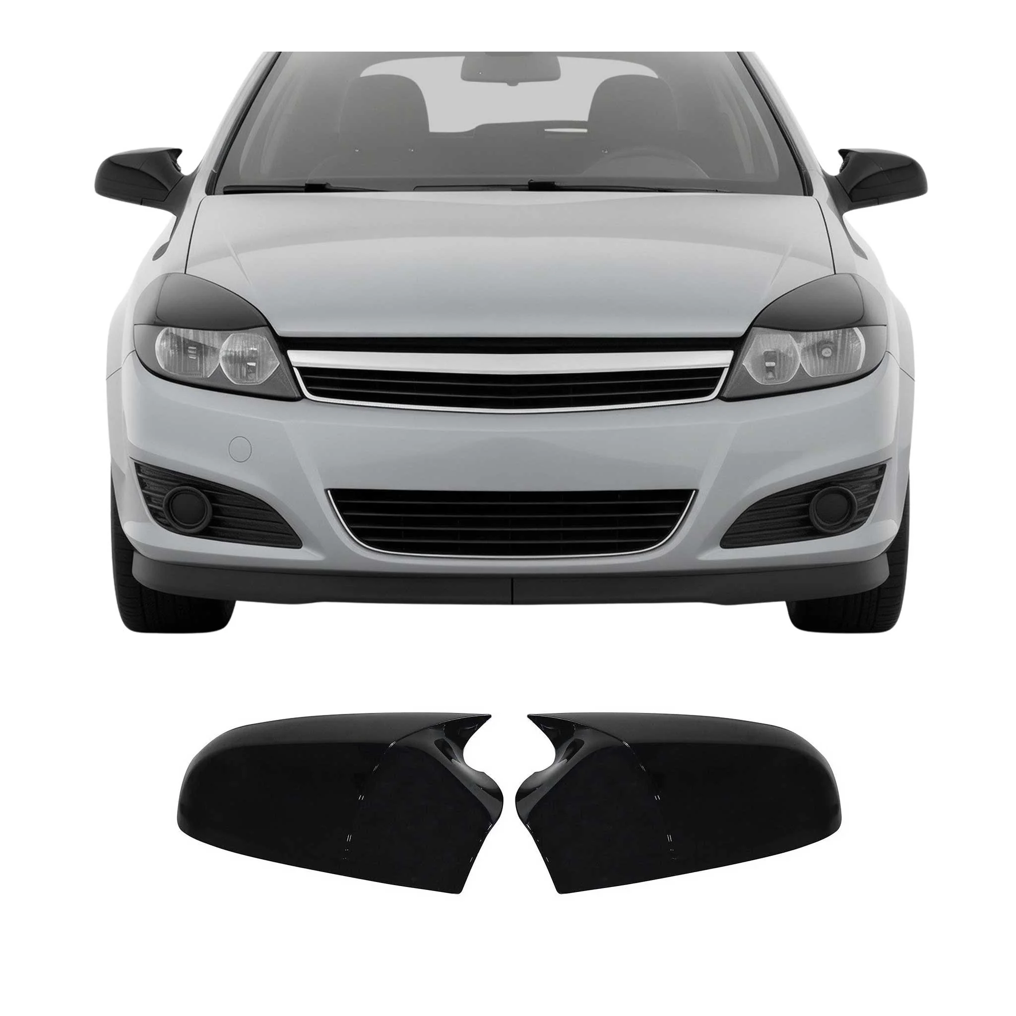 Spiegelkappen Spiegelabdeckung für Opel Astra 2004-2009 ABS Schwarz Glanz 2tlg