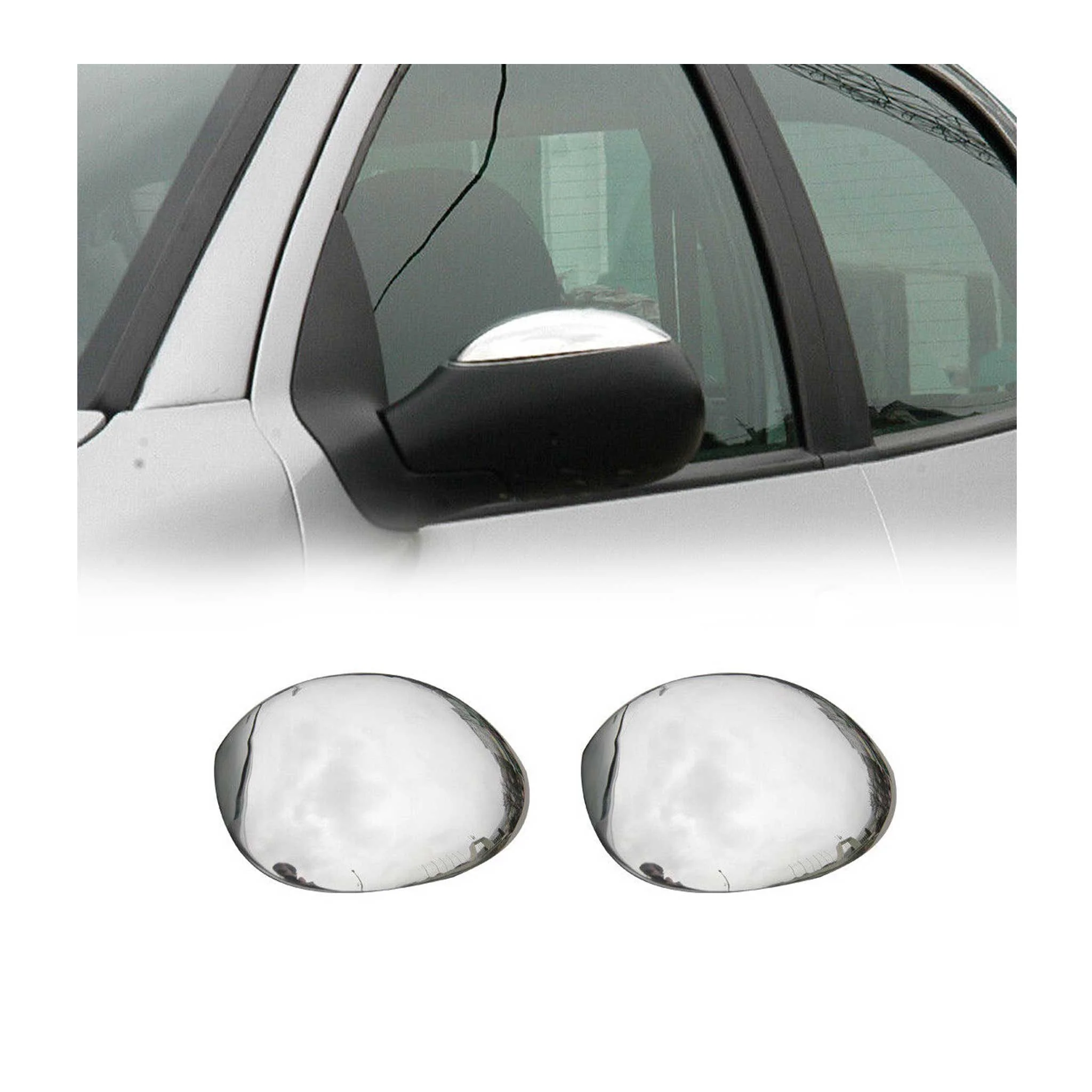 Spiegelkappen Spiegelabdeckung für Peugeot 206 206+ Edelstahl Chrom 2tlg