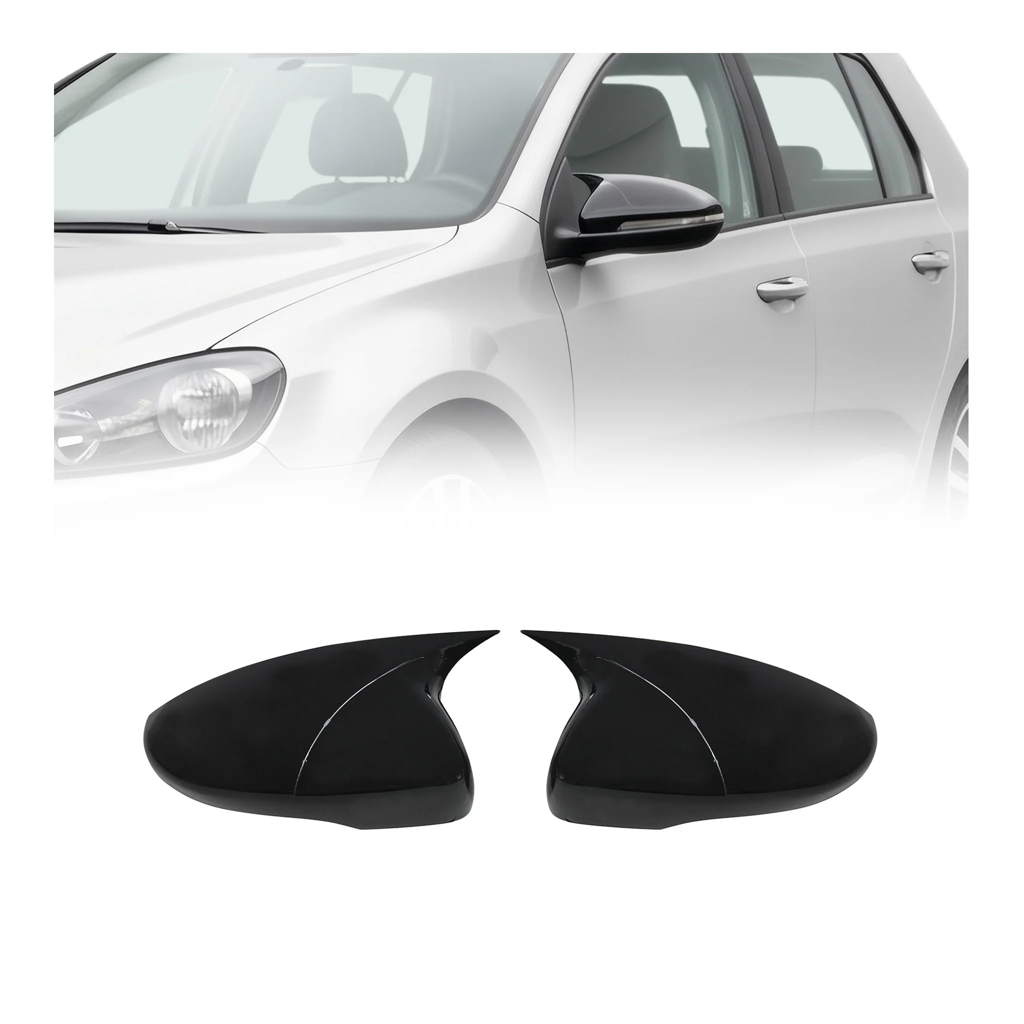 Spiegelkappen Spiegelabdeckung für VW Eos 2011-2015 ABS Schwarz Glanz 2tlg