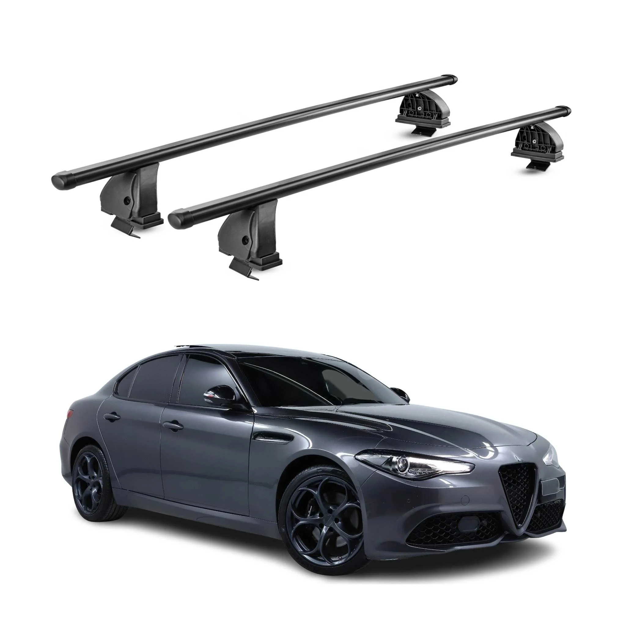 Stahl Dachträger für Alfa Romeo Giulia 2015-2026 TÜV Abschließbar 2tlg Schwarz