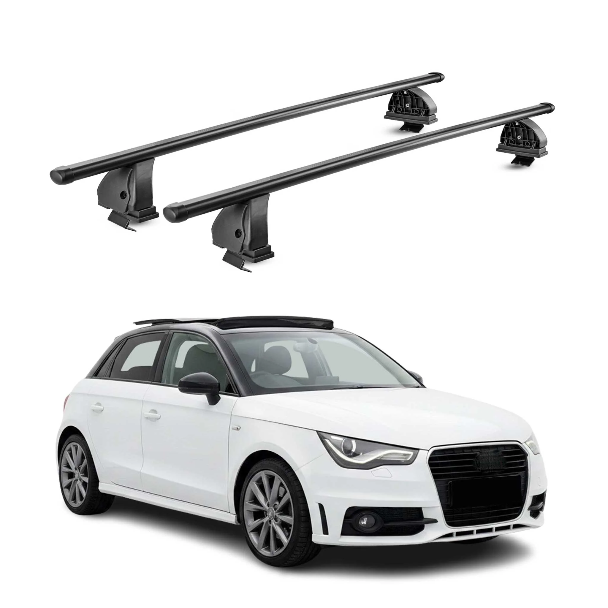 Stahl Dachträger für Audi A1 Sportback 8X 2012-2018 TÜV 75 kg 2tlg Schwarz