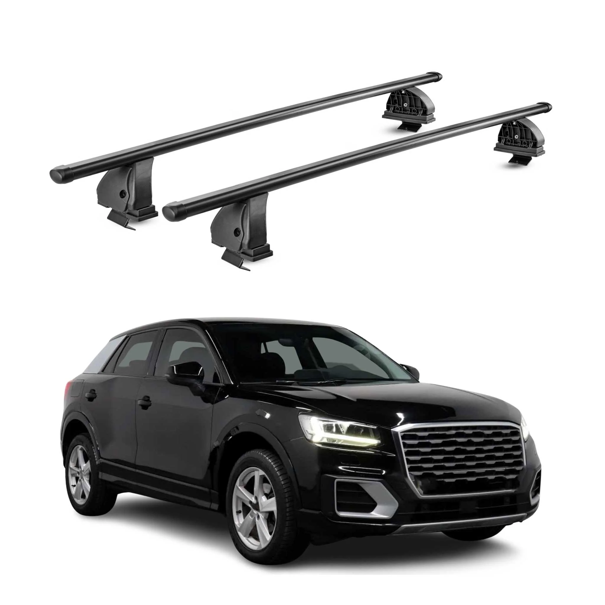 Stahl Dachträger für Audi Q2 2017-2026 TÜV Abschließbar 75 kg 2tlg Schwarz