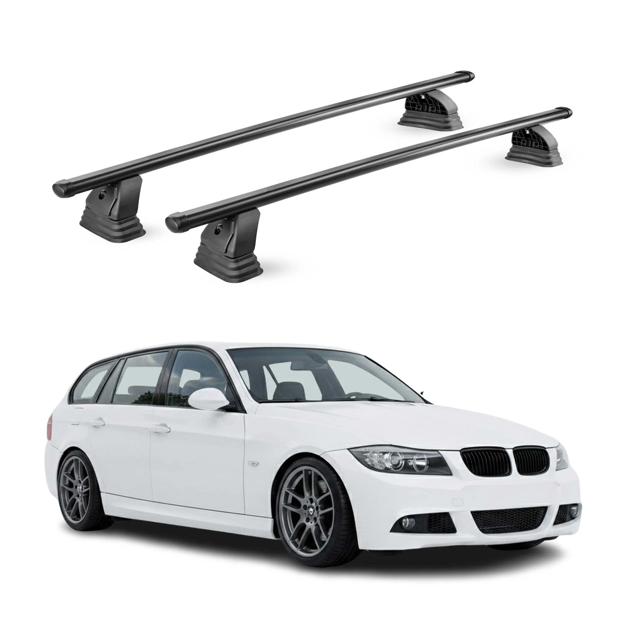 Stahl Dachträger für Bmw 3er Touring E91 2006-2012 TÜV 75 kg 2tlg Schwarz