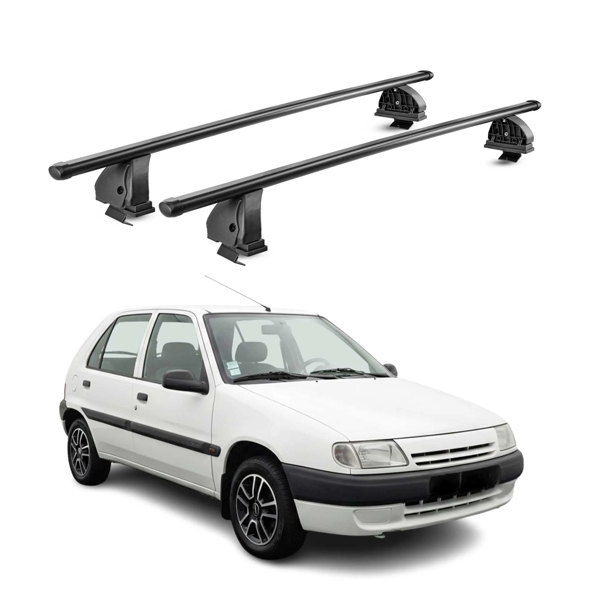 Stahl Dachträger für Citroen Saxo 1996-2003 TÜV Abschließbar 75 kg 2tlg Schwarz