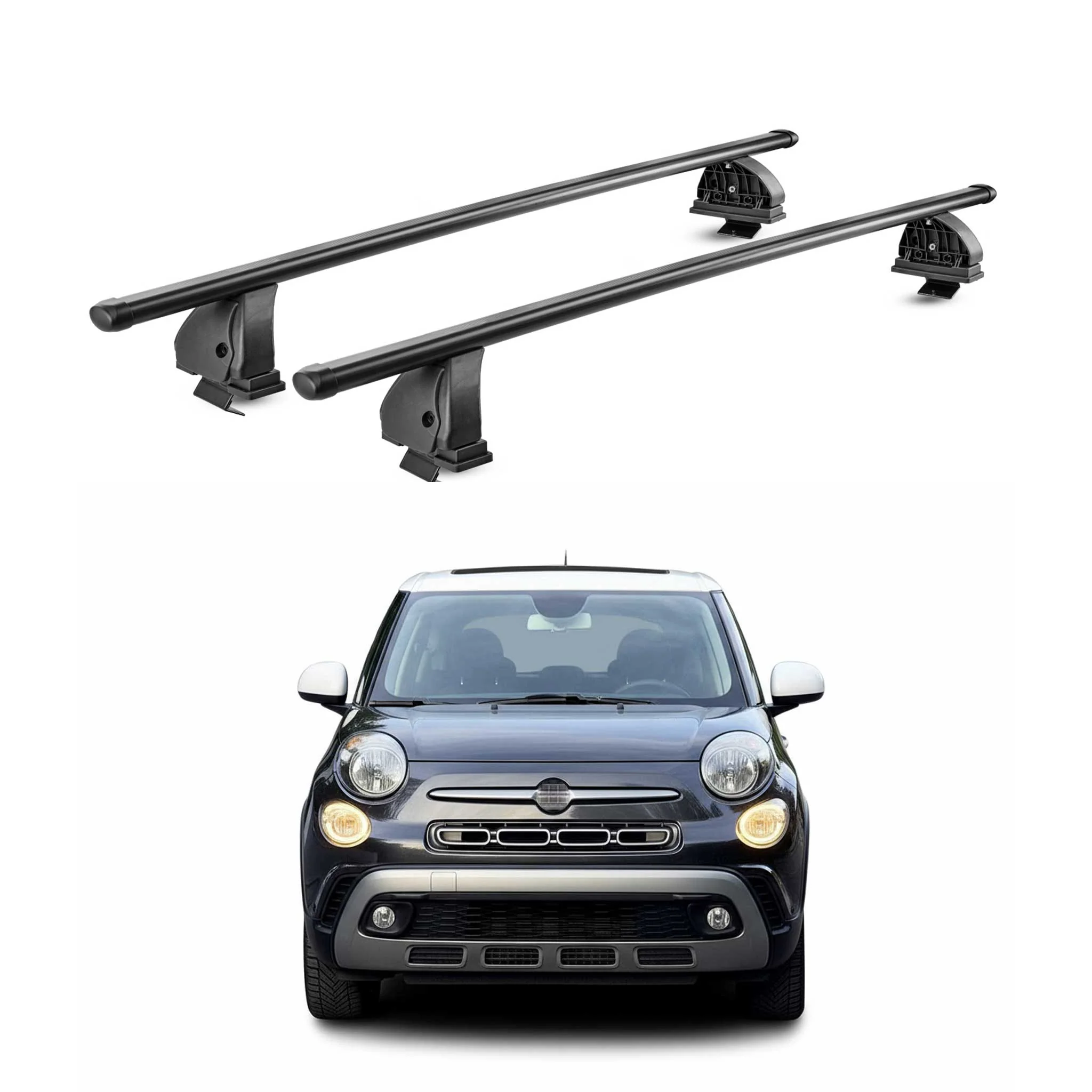 Stahl Dachträger für Fiat 500L / 500L Living 2012-2022 TÜV 75 kg 2tlg Schwarz