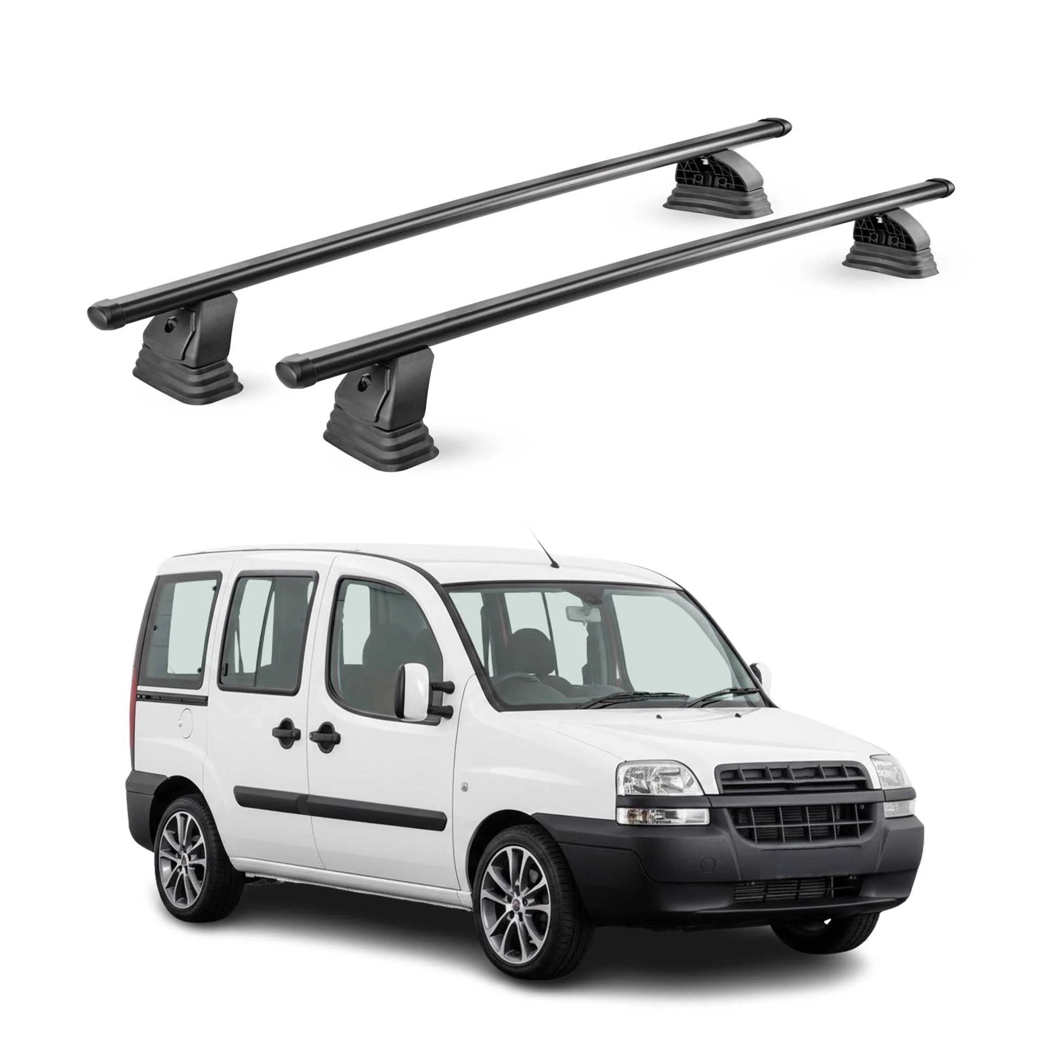 Stahl Dachträger für Fiat Doblò I 2000-2010 TÜV Abschließbar 75 kg 2tlg Schwarz