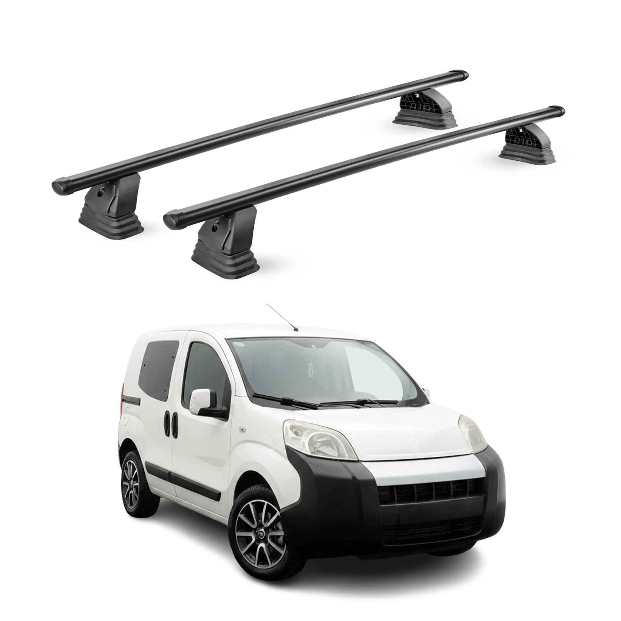 Stahl Dachträger für Fiat Fiorino 2007-2024 TÜV Abschließbar 75 kg 2tlg Schwarz