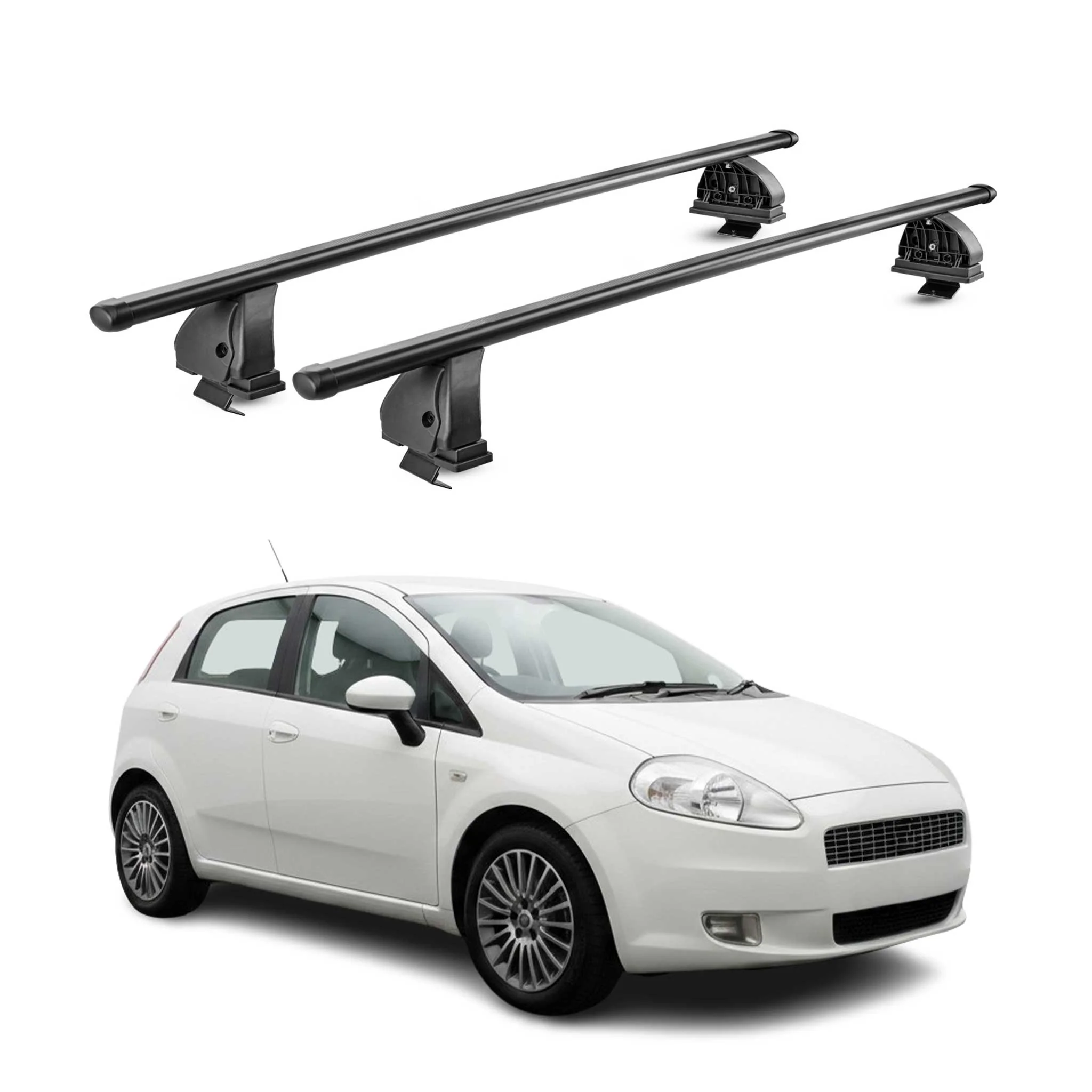 Stahl Dachträger für Fiat Grande Punto \ Punto Evo 2005-2018 TÜV 2tlg Schwarz