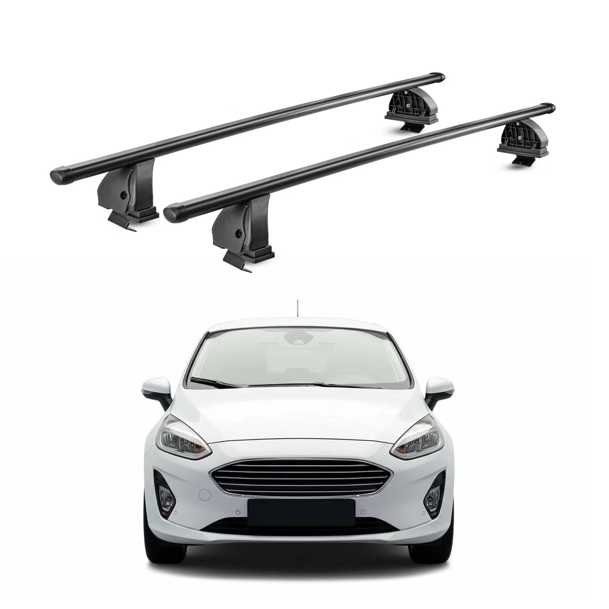 Stahl Dachträger für Ford Fiesta VII Schrägheck 2018-2023 5Tür 2tlg Schwarz