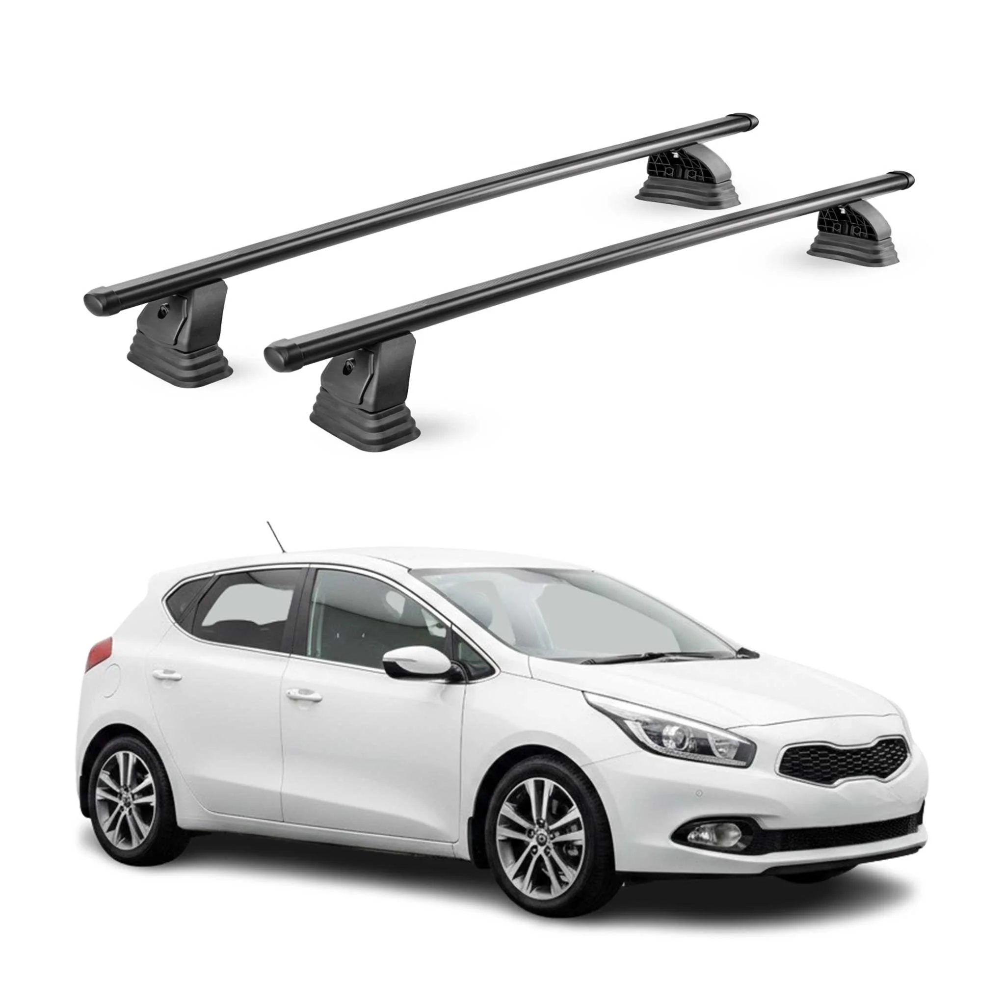 Stahl Dachträger für Kia Cee'd II 2012-2018 TÜV Abschließbar 75 kg 2tlg Schwarz
