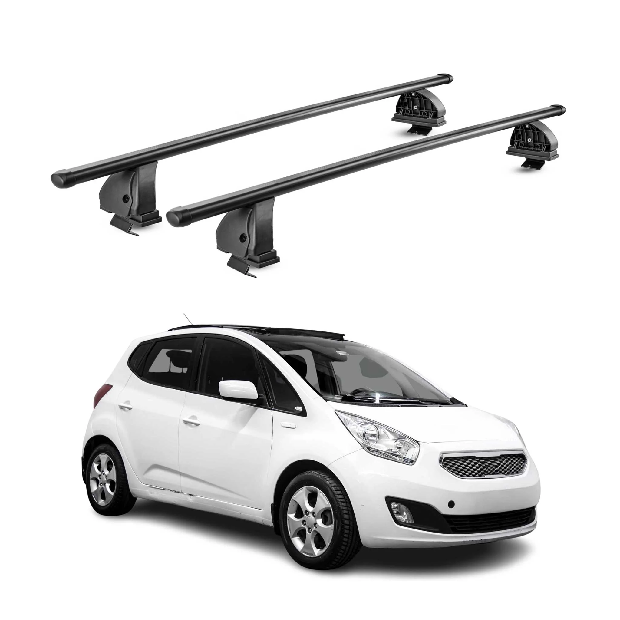 Stahl Dachträger für Kia Venga 2010-2019 TÜV Abschließbar 75 kg 2tlg Schwarz