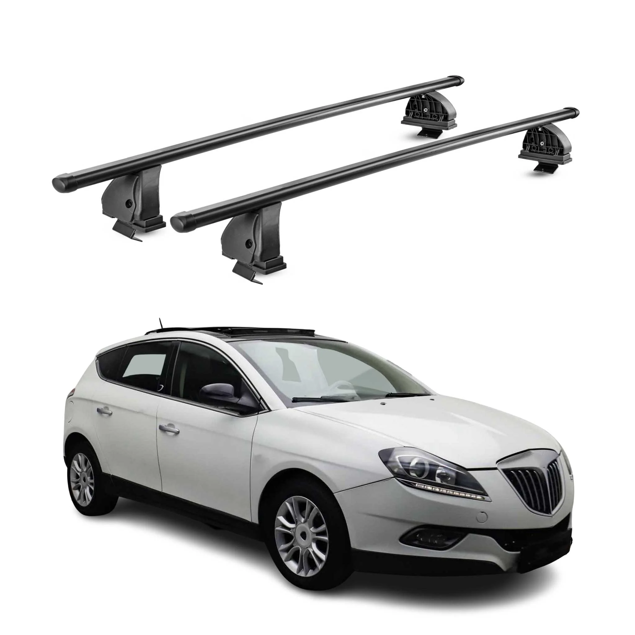 Stahl Dachträger für Lancia Delta III 2008-2014 TÜV Abschließbar 2tlg Schwarz