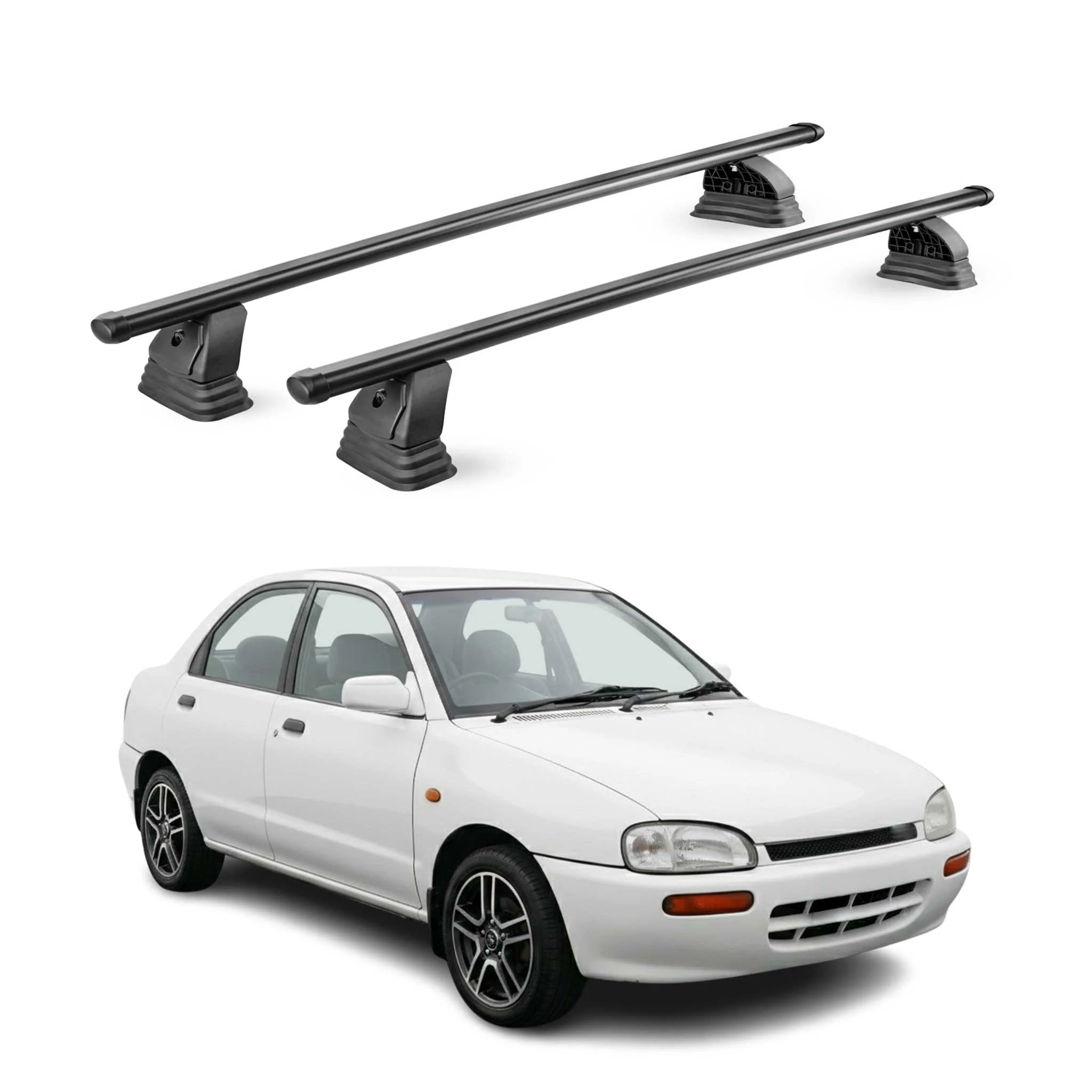 Stahl Dachträger für Mazda 121 1996-2002 3Tür TÜV Abschließbar 2tlg Schwarz