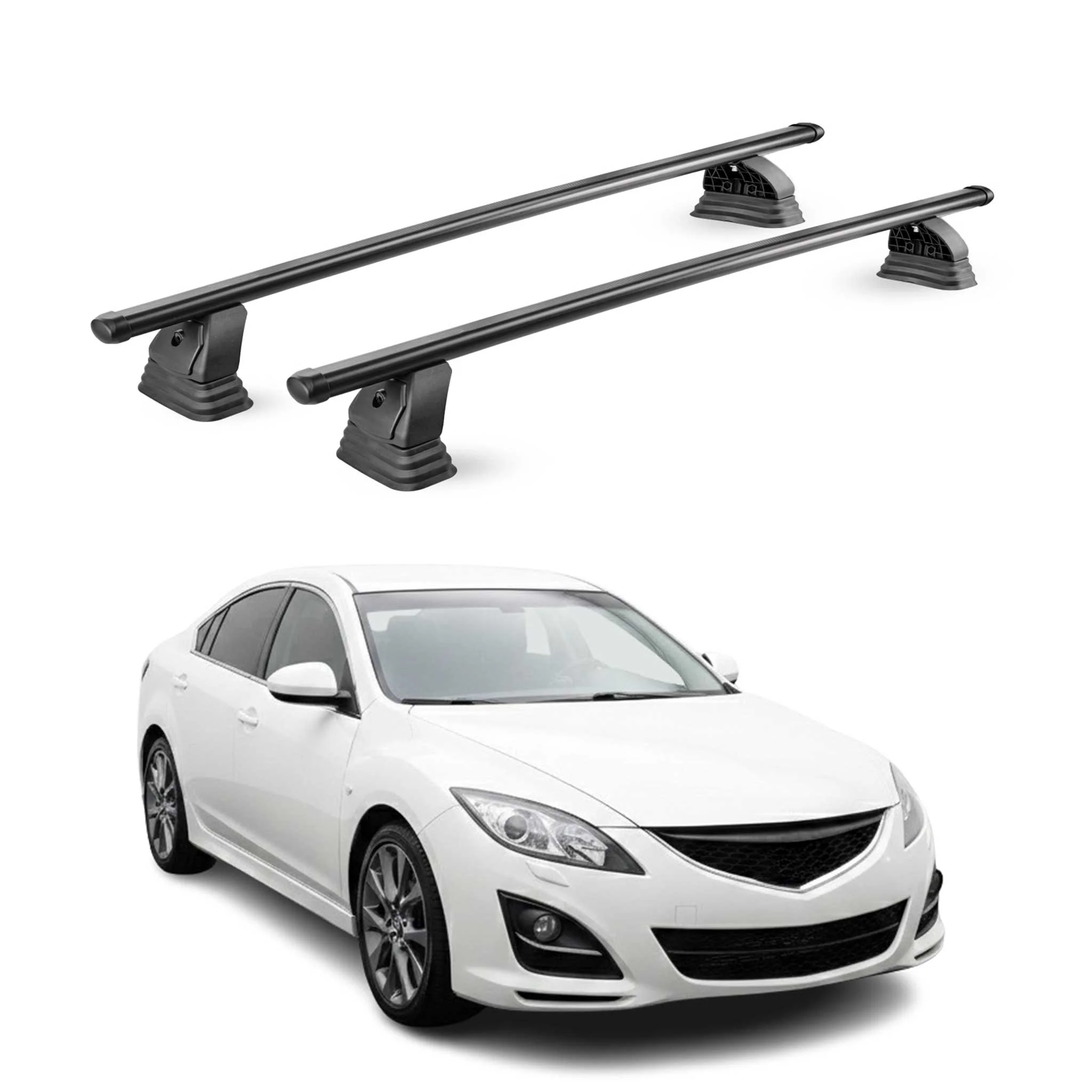 Stahl Dachträger für Mazda 6 II Limo 2007-2012 TÜV Abschließbar 2tlg Schwarz