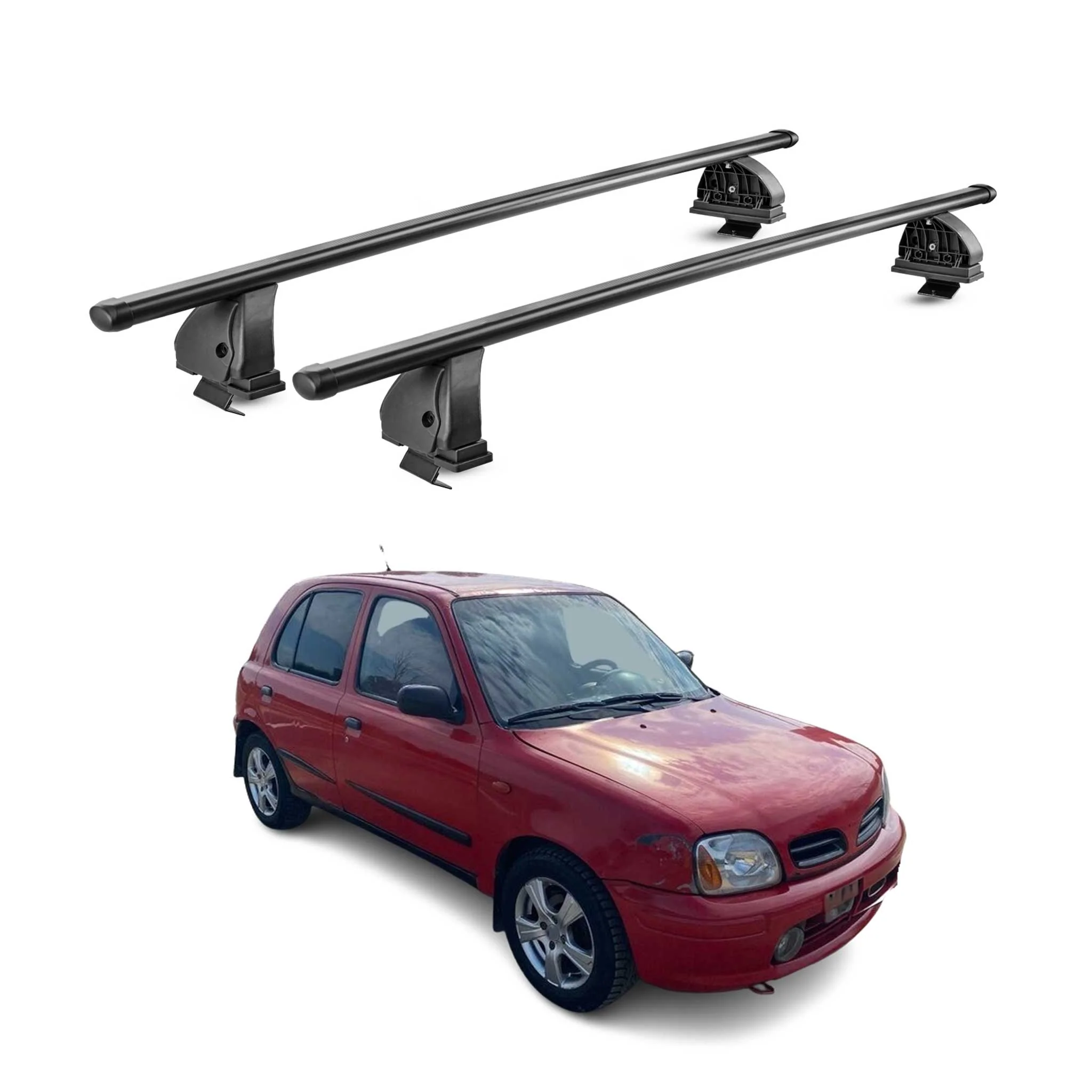Stahl Dachträger für Nissan Micra II 1992-2003 TÜV Abschließbar 2tlg Schwarz