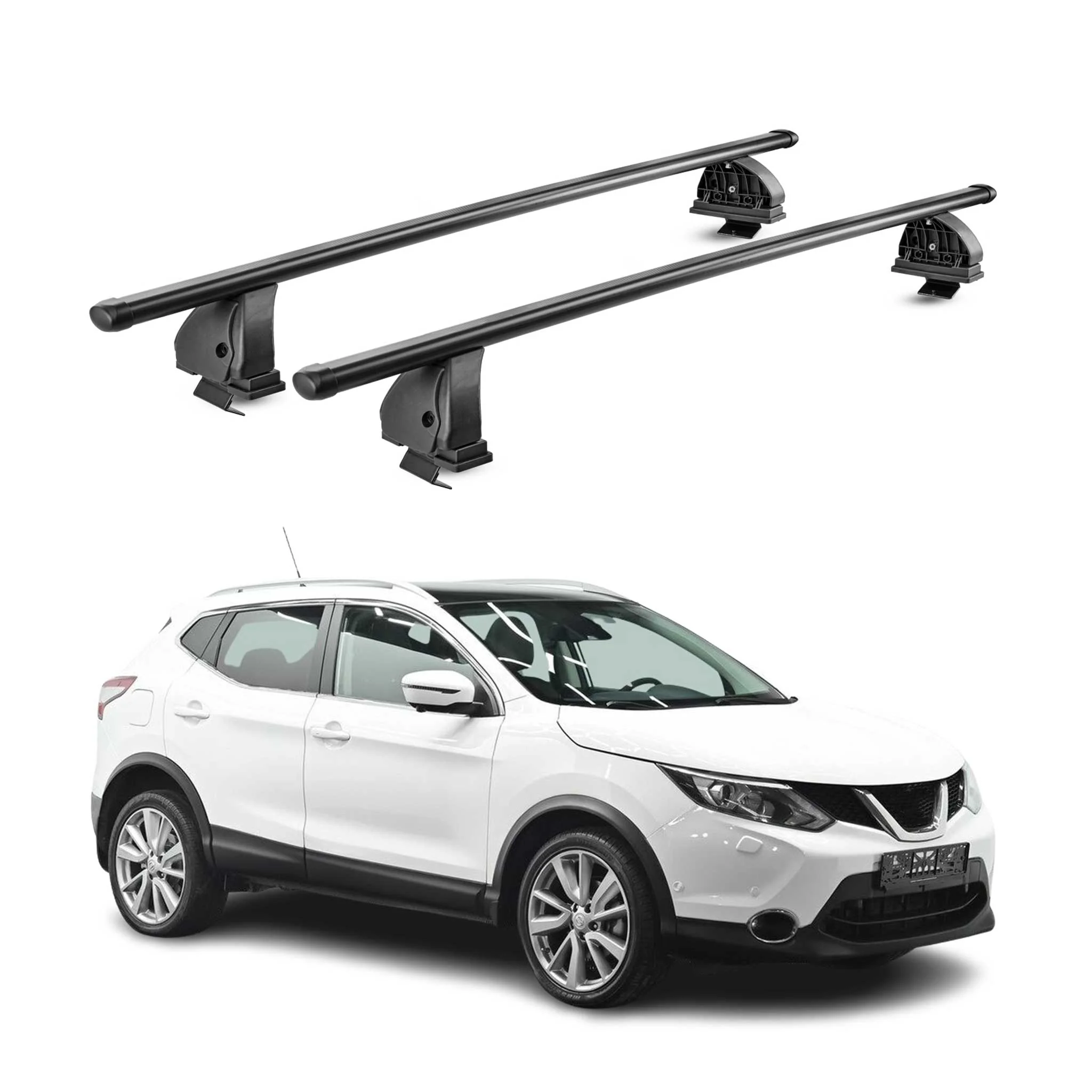 Stahl Dachträger für Nissan Qashqai J11 2014-2021 TÜV Abschließbar 2tlg Schwarz