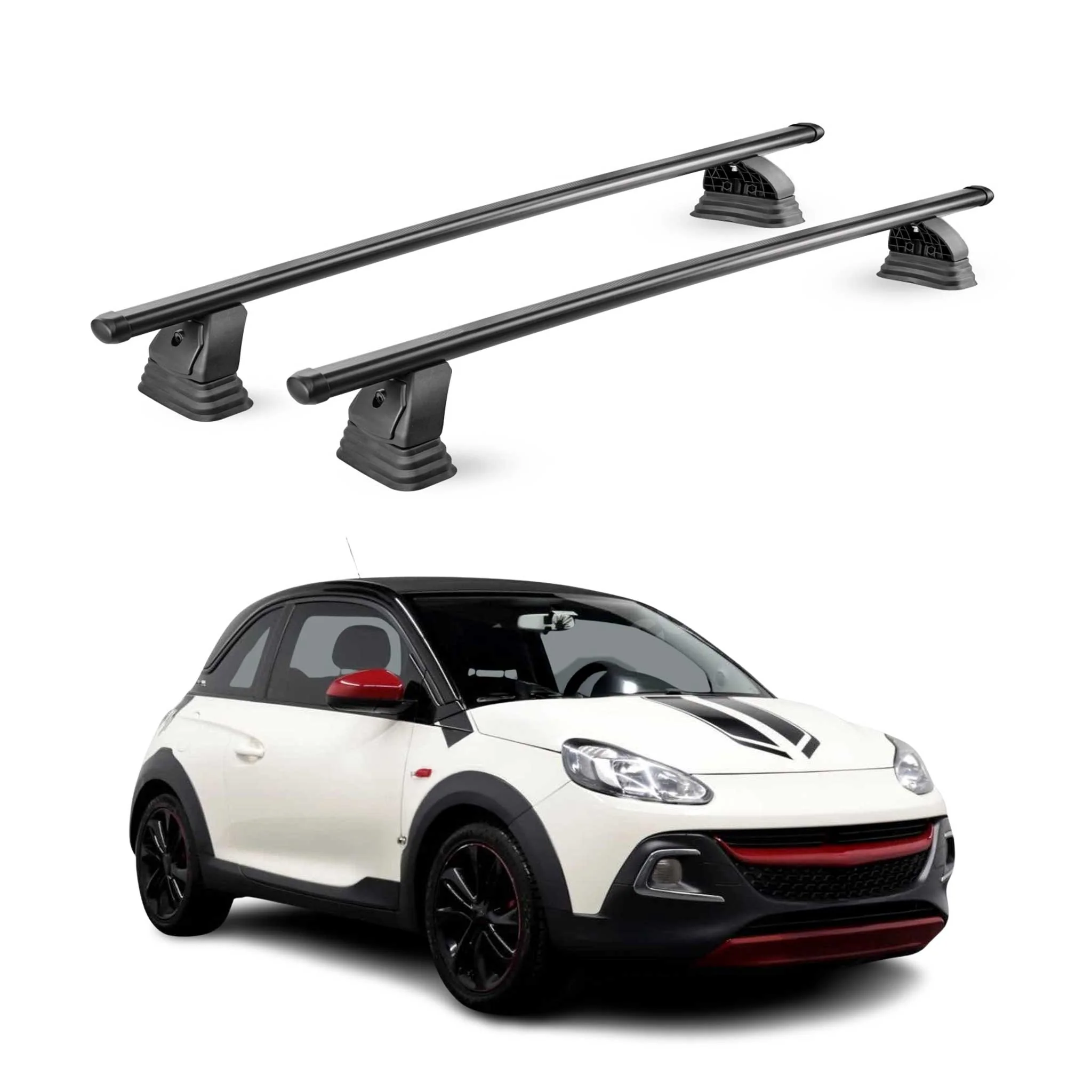 Stahl Dachträger für Opel Adam 2013-2019 TÜV Abschließbar 75 kg 2tlg Schwarz
