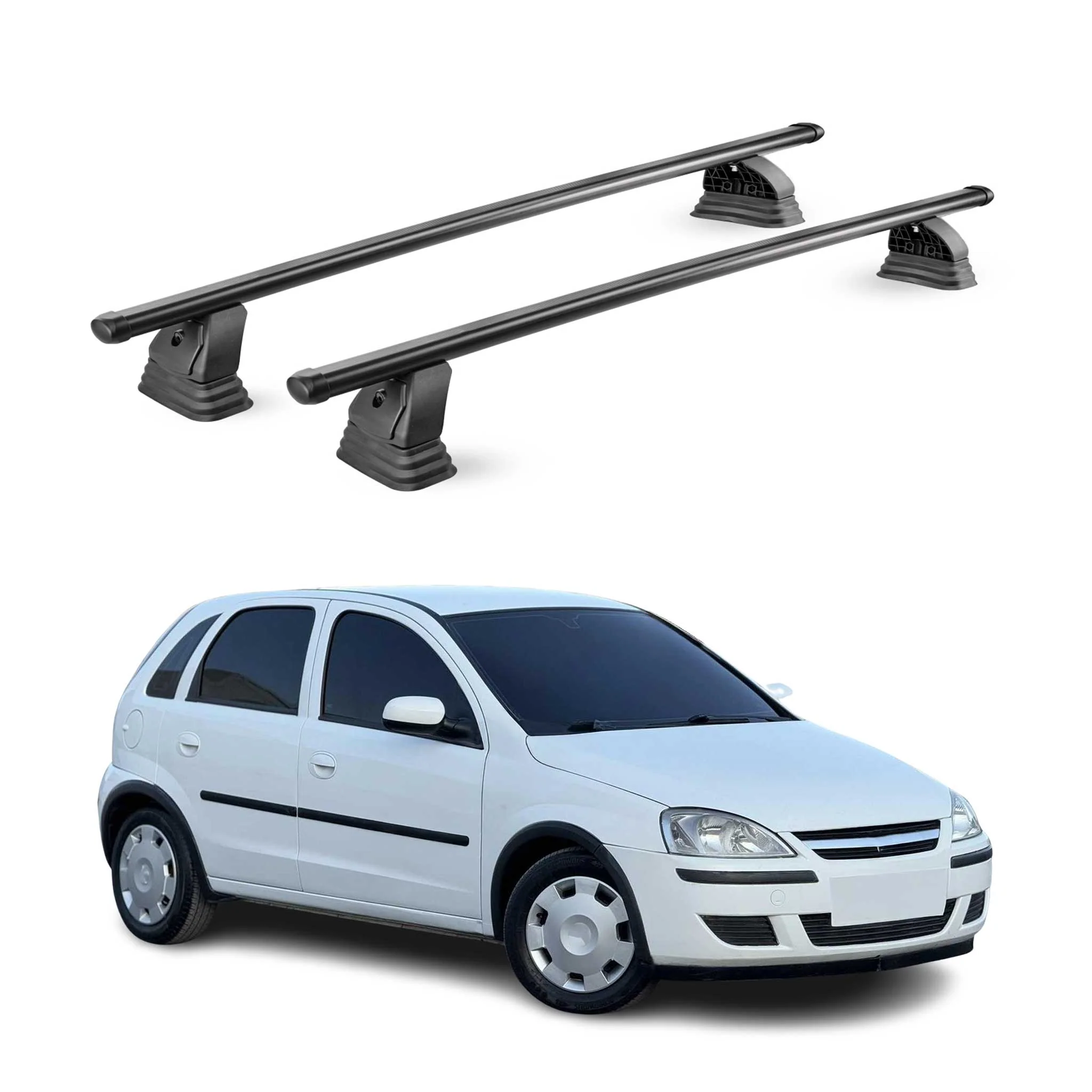 Stahl Dachträger für Opel Corsa C Schrägheck 2000-2006 TÜV 75 kg 2tlg Schwarz
