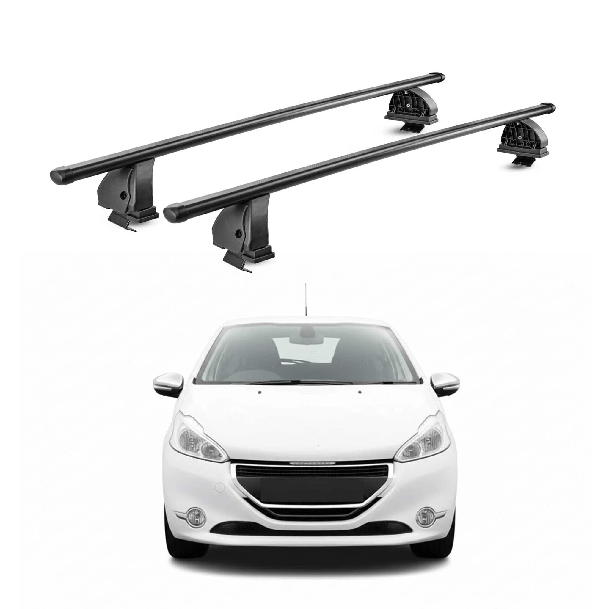 Stahl Dachträger für Peugeot 208 I 2012-2019 3/5 Tür TÜV Abschließbar 2x Schwarz