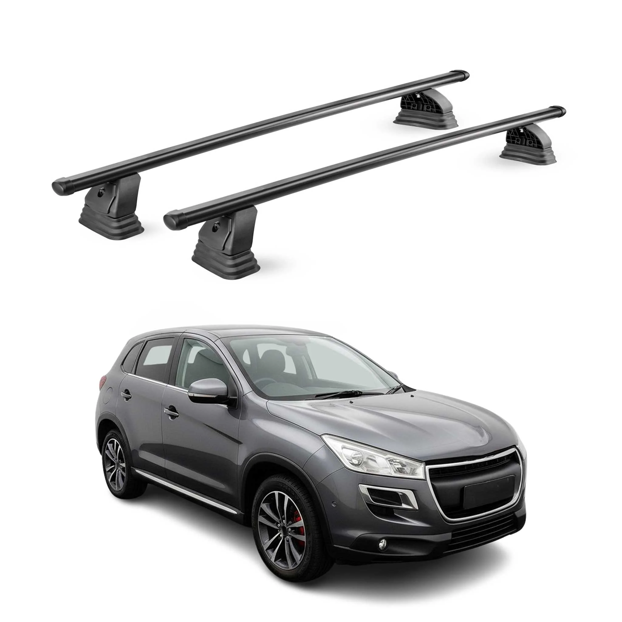 Stahl Dachträger für Peugeot 4008 2012-2017 TÜV Abschließbar 75 kg 2tlg Schwarz