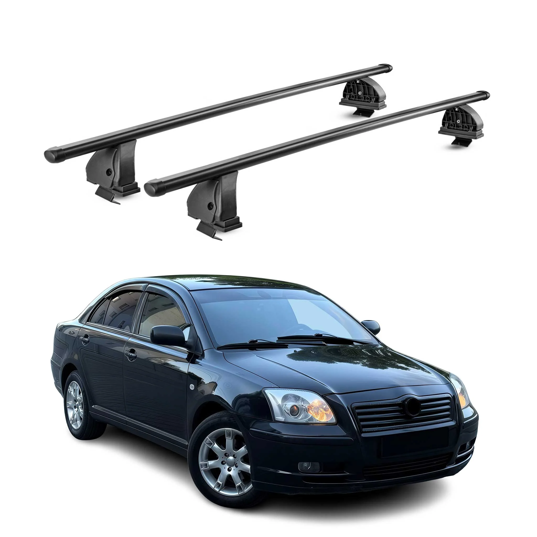 Stahl Dachträger für Toyota Avensis II 2003-2008 TÜV Abschließbar 2tlg Schwarz