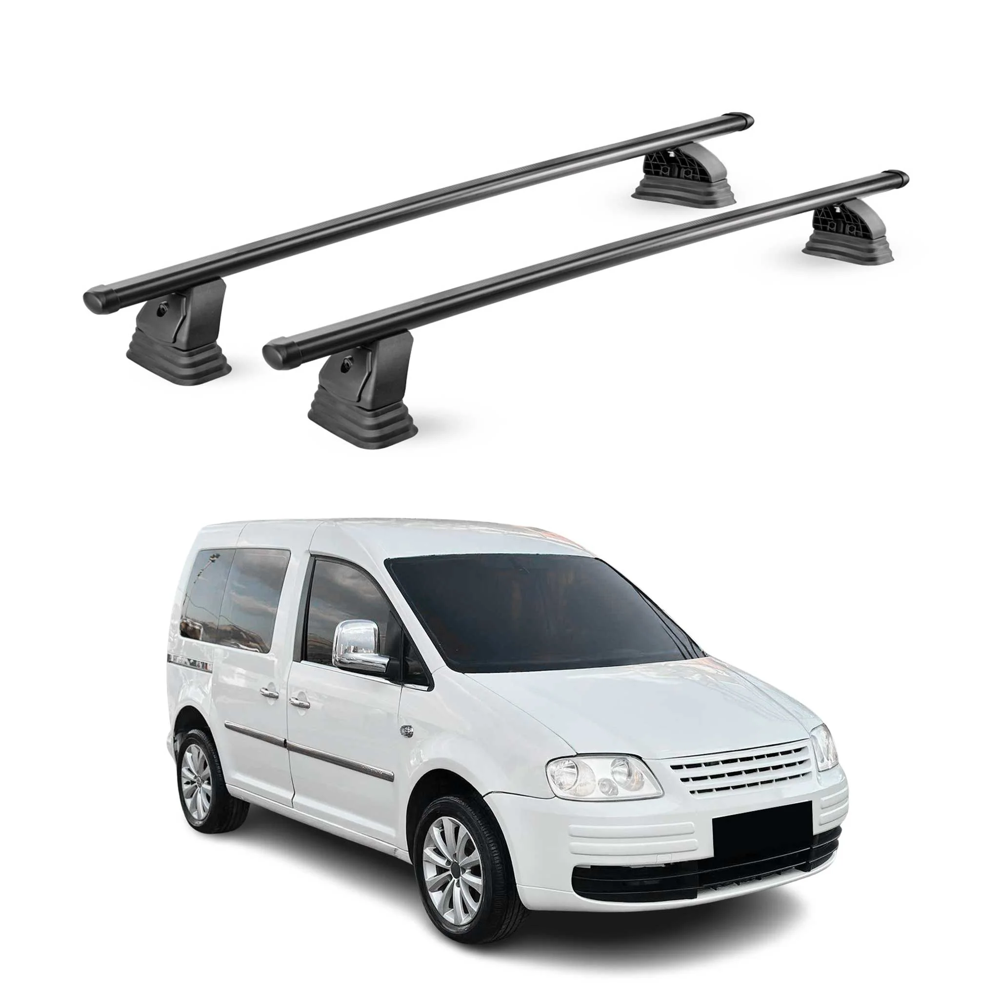 Stahl Dachträger für VW Caddy 2003-2015 TÜV Abschließbar 75 kg 2tlg Schwarz