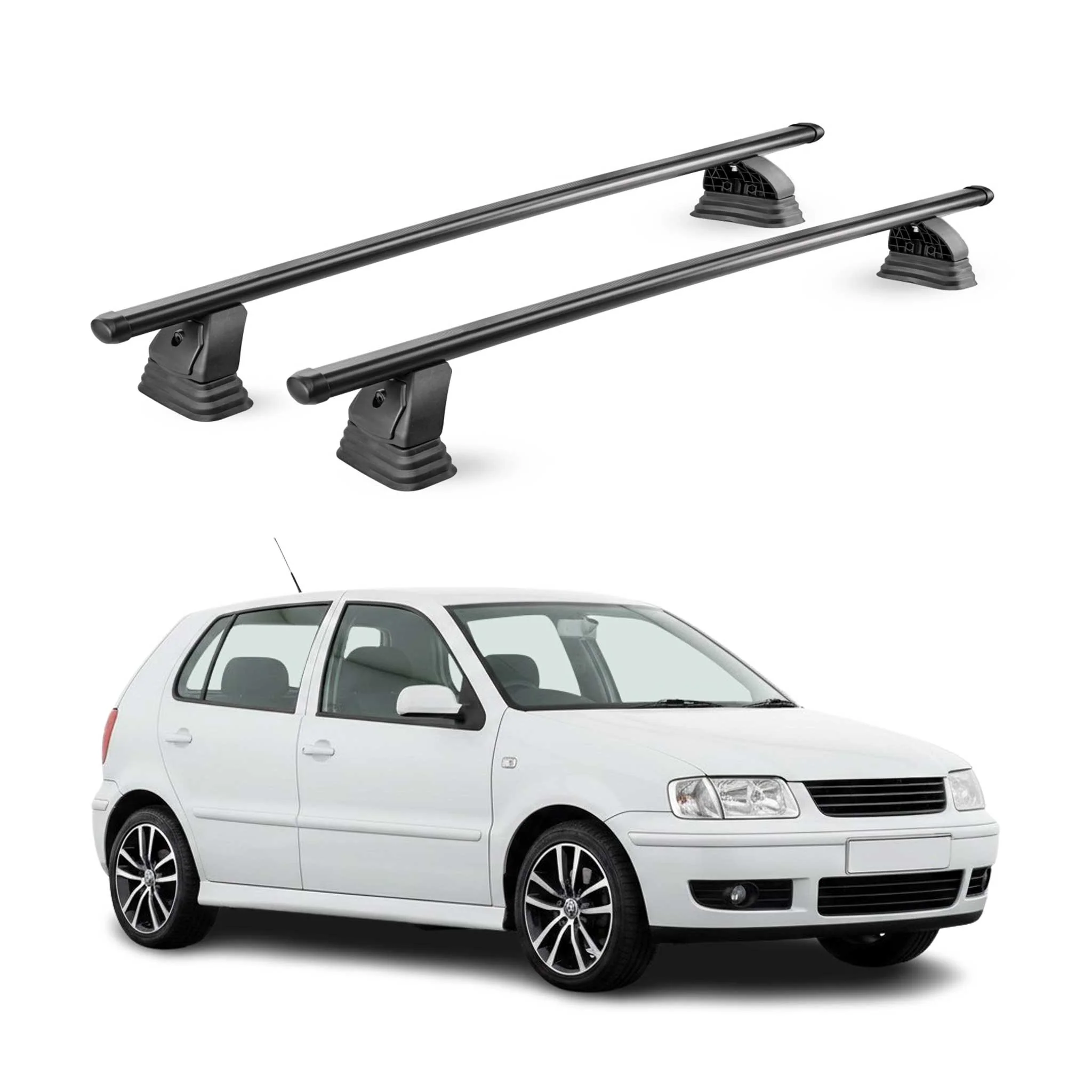 Stahl Dachträger für VW Polo mk3 Schrägheck Kombi 1994-2002 TÜV 75 kg 2x Schwarz