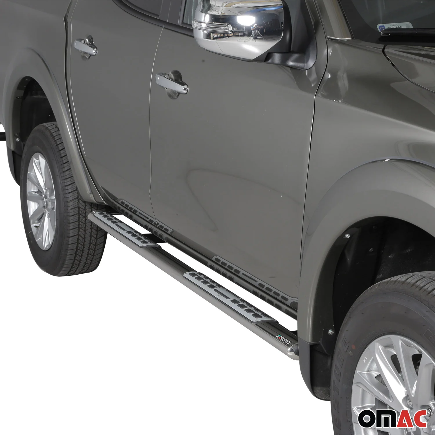 Stahl Schwellerrohre Trittbretter für Mitsubishi L200 Double Cab 2015-2018 Grau - Image 2