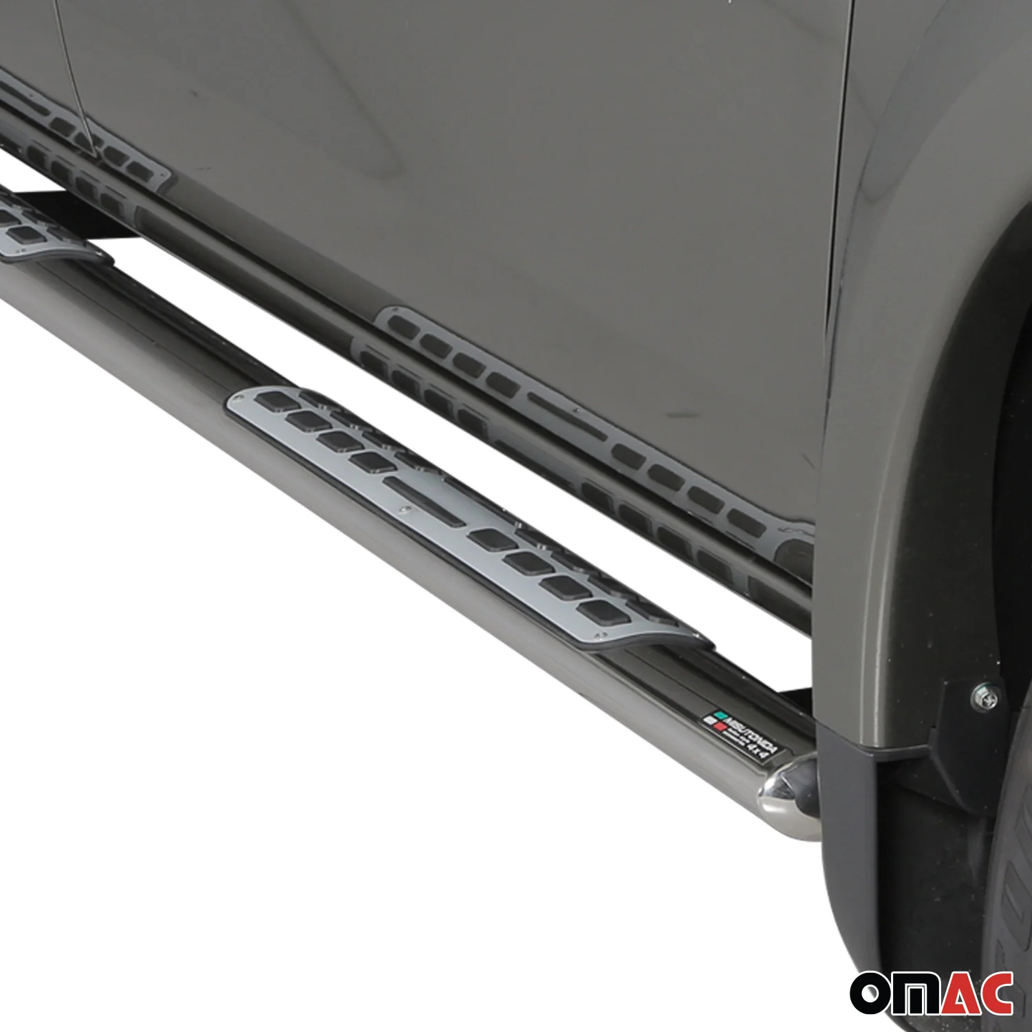Stahl Schwellerrohre Trittbretter für Mitsubishi L200 Double Cab 2015-2018 Grau - Image 3