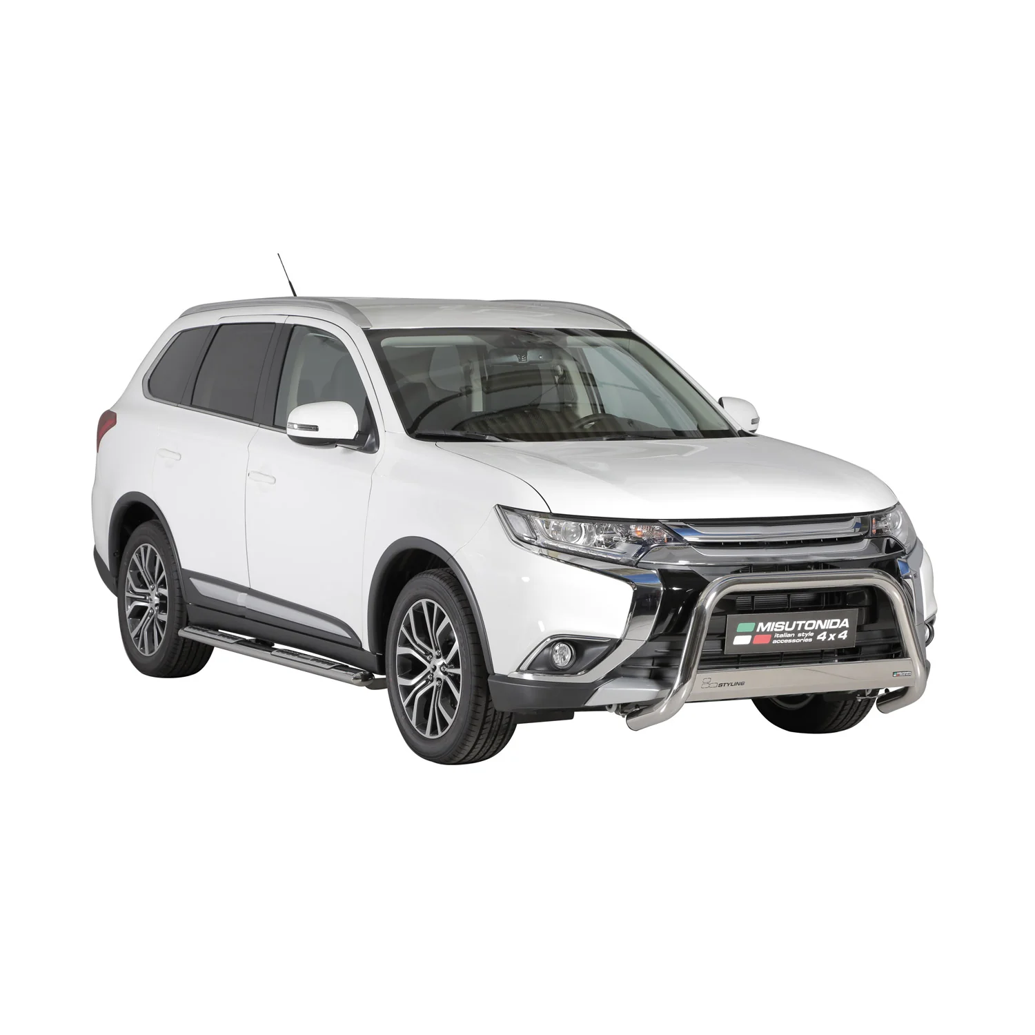 Stahl Schwellerrohre Trittbretter für Mitsubishi Outlander Hybrid 2013-2021 Grau