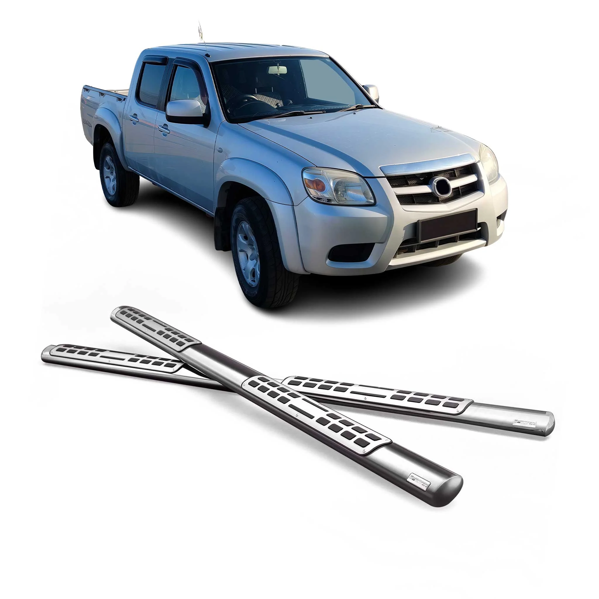 Stahl Seitenschweller Schwellerrohre für Mazda BT-50 Double Cab 2009-2012 Grau