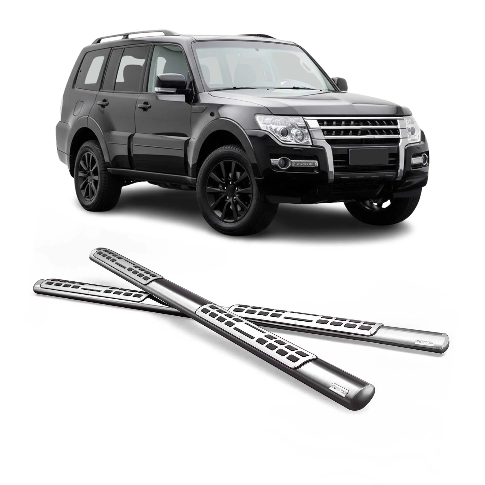 Stahl Seitenschweller Schwellerrohre für Mitsubishi Pajero 5tür 2007-2021 Grau