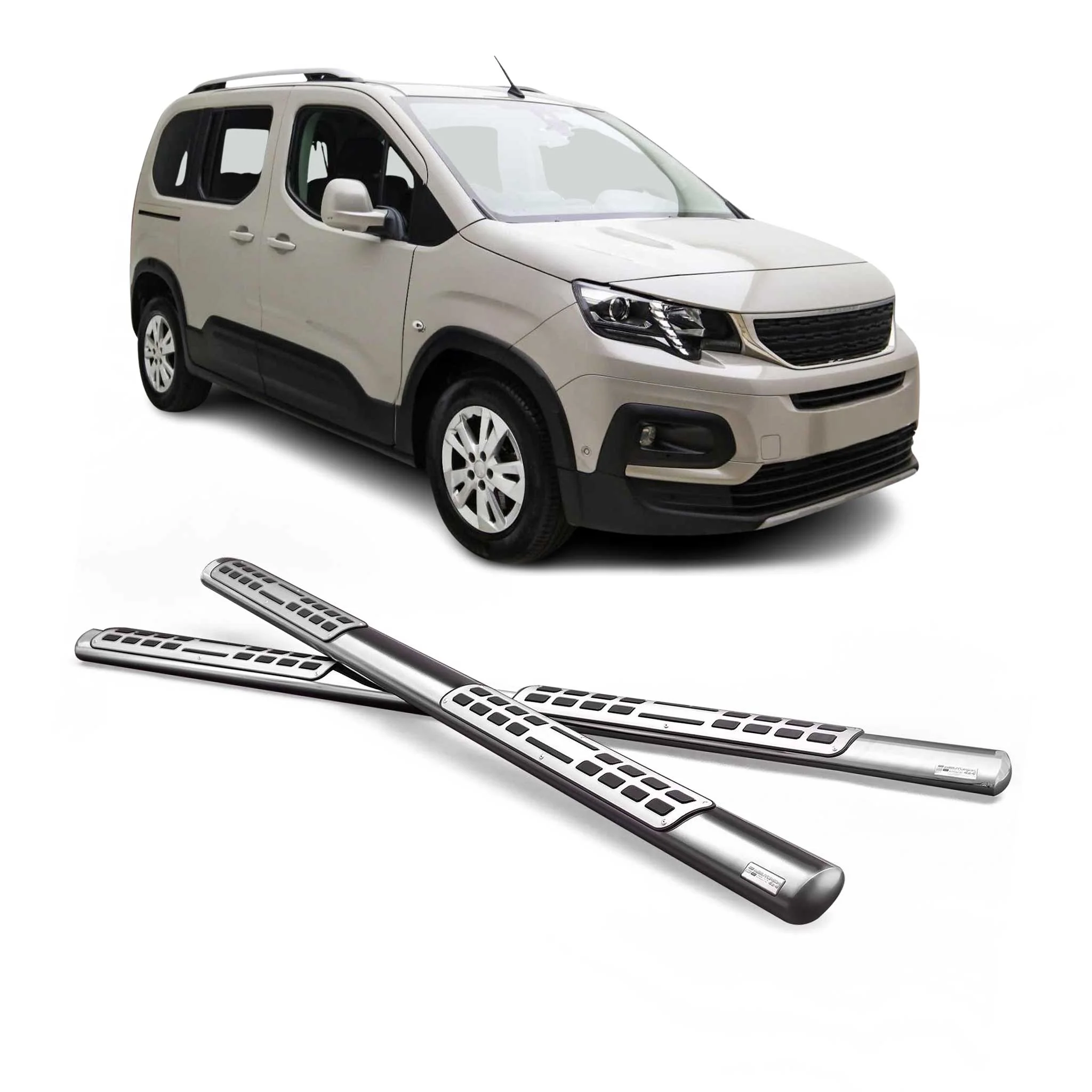 Stahl Seitenschweller Schwellerrohre für Peugeot Rifter 2018-2026 Langer Grau