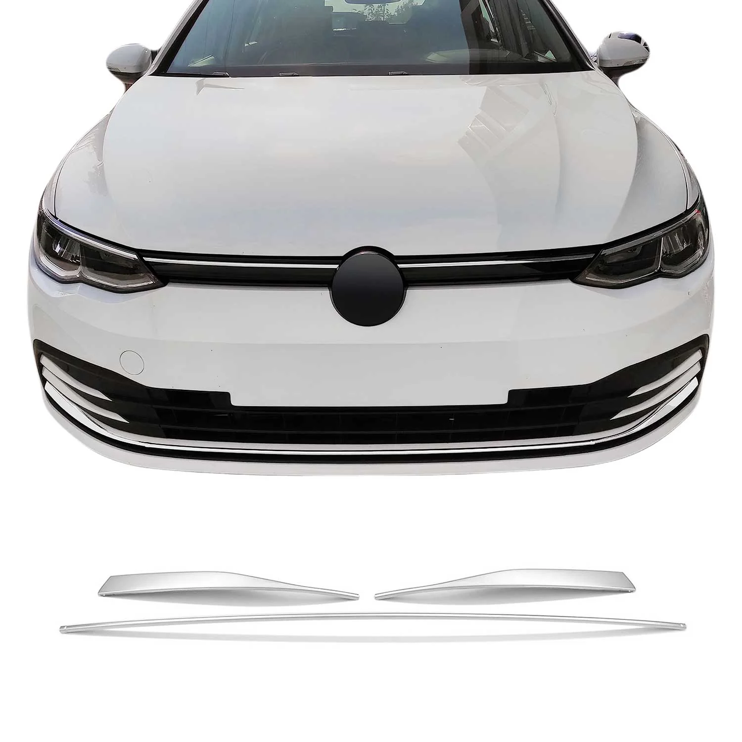Kühlergrill Leisten Grillleisten für VW Golf 8 Schrägheck 2019-2026 Chrom 3tlg
