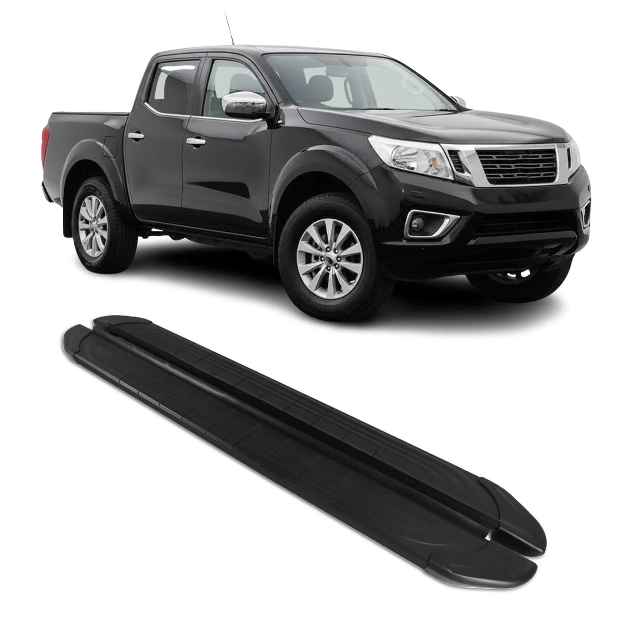 Trittbretter für Nissan Nissan Navara D23 2015-2023 Double Cab Alu Schwarz 2x