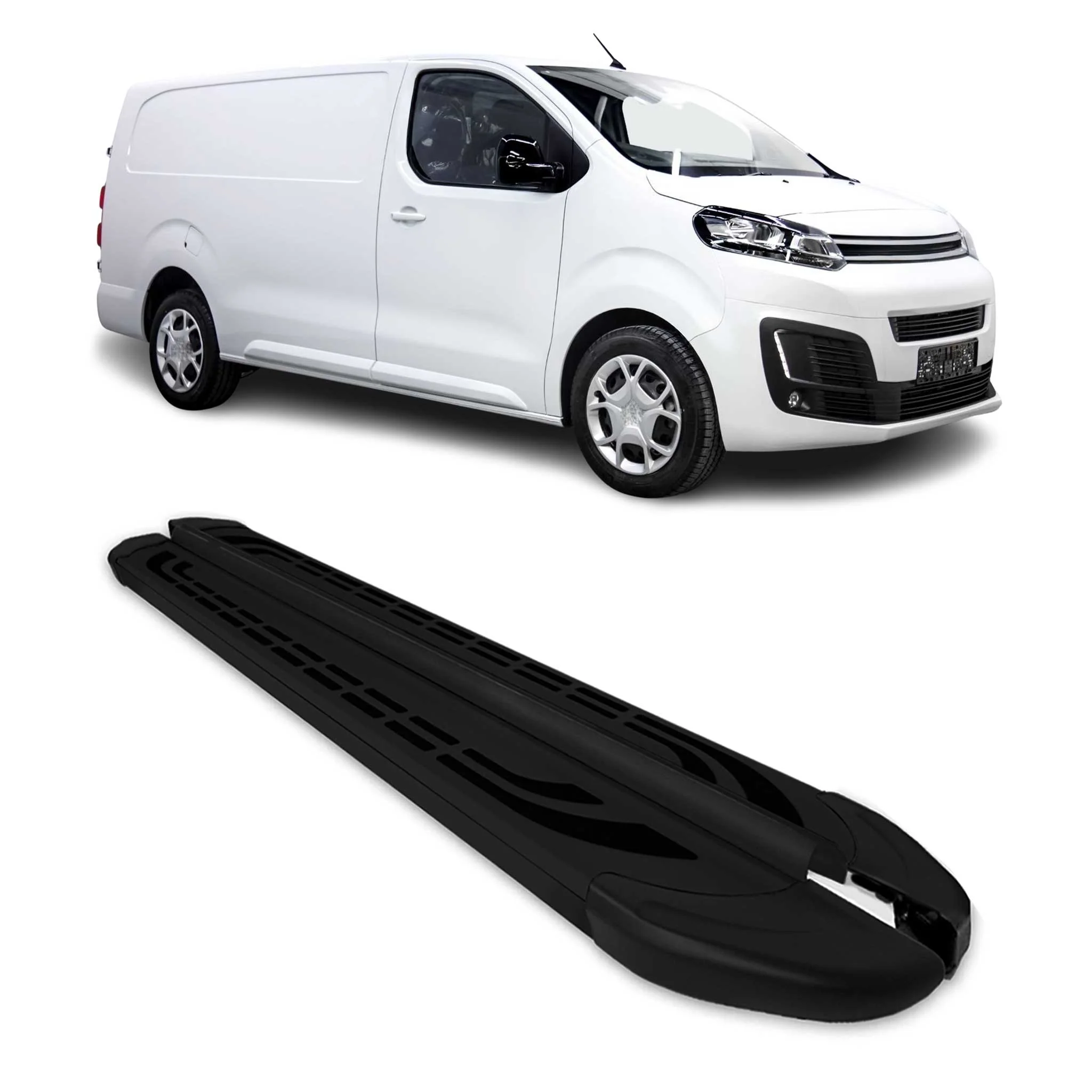 Trittbretter Seitenschweller für Citroen Jumpy 2016-26 L2 L3 Langer Alu Schwarz