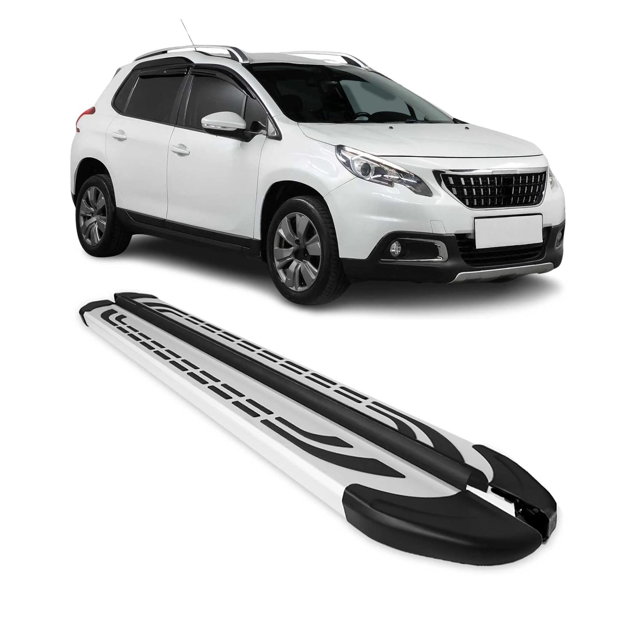Trittbretter Seitenschweller Seitenbretter für Peugeot 2008 I 2013-2019 Alu Grau