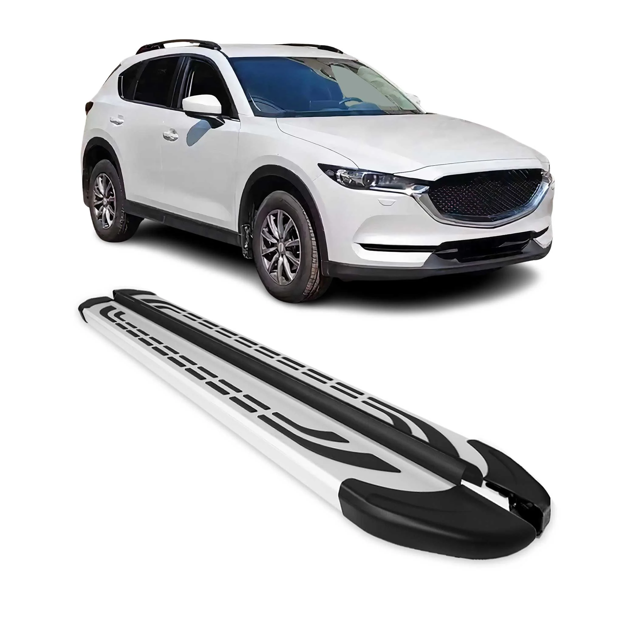 Trittbretter Schweller Seitenbretter für Mazda CX-5 2016-2023 2tlg Alu Silber