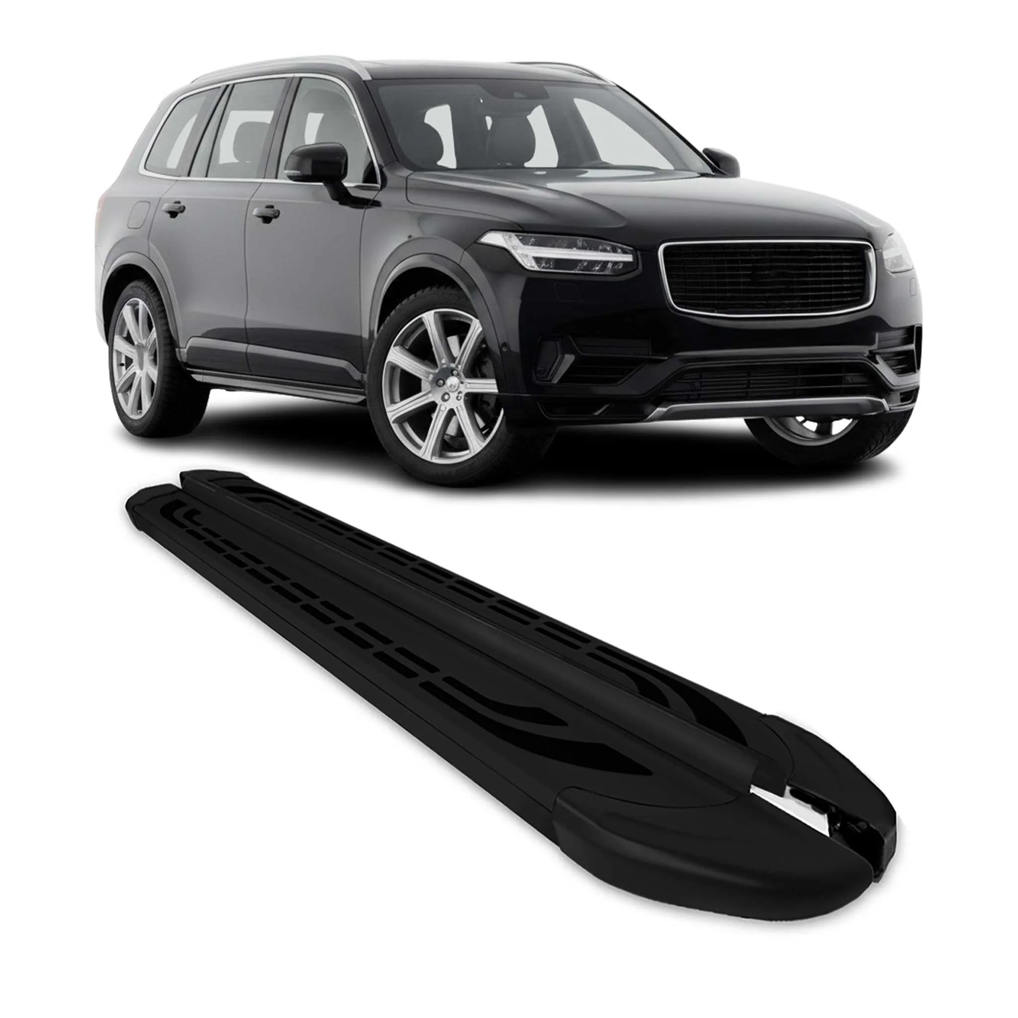 Trittbretter Schweller Seitenbretter für Volvo XC 90 2015-2023 2X Alu Schwarz
