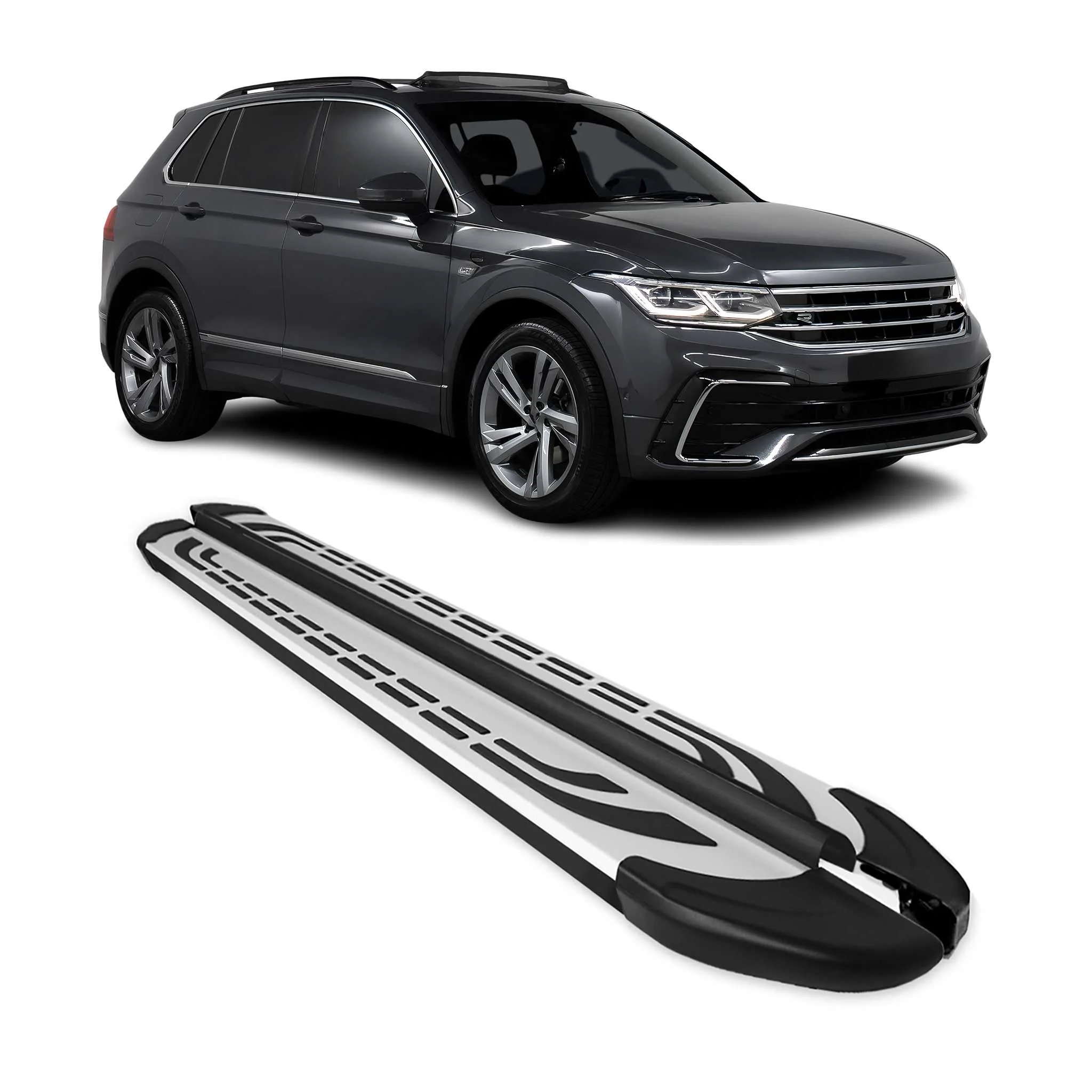 Trittbretter Seitenschweller Seitenbretter für VW Tiguan 2016-2020 Alu Schwarz
