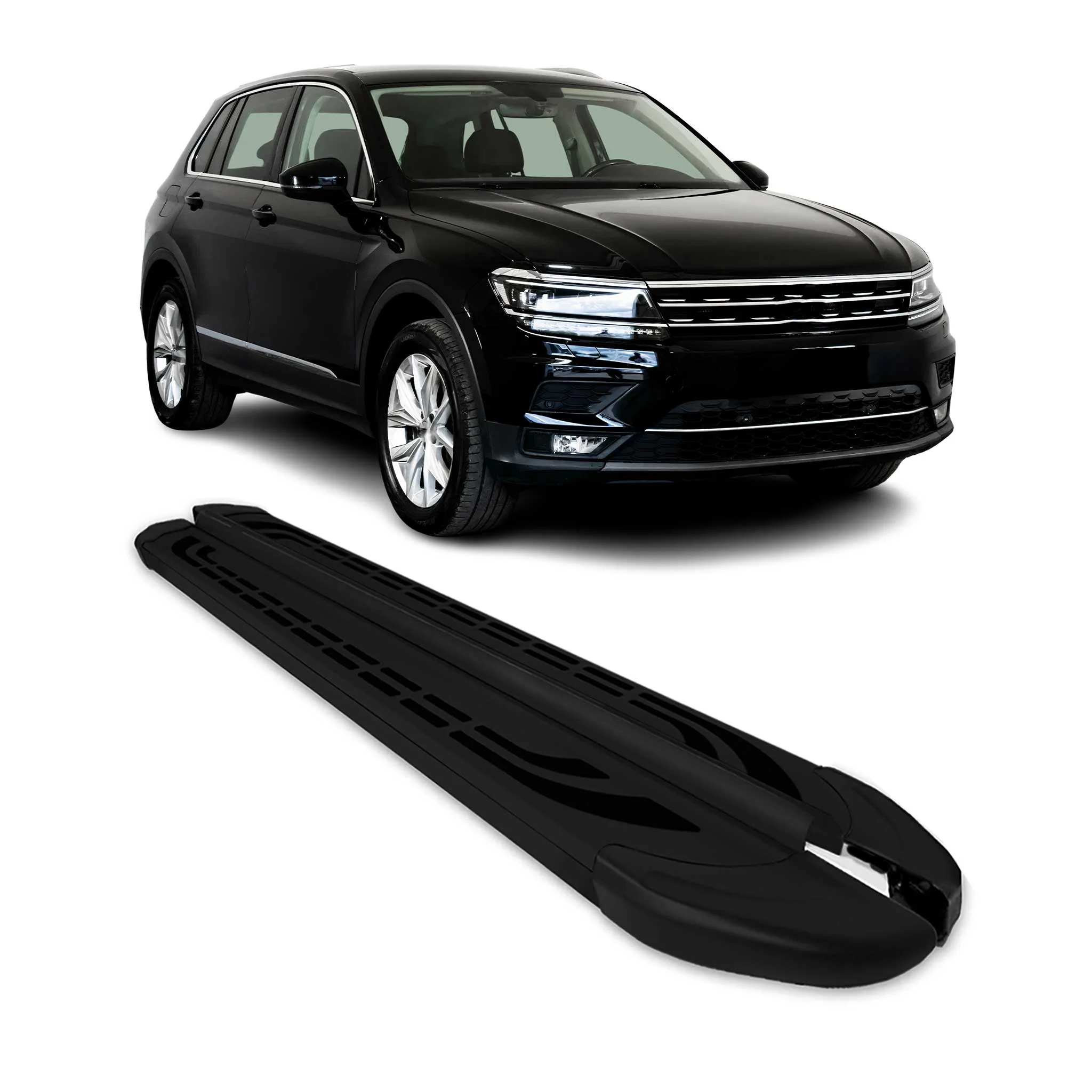 Trittbretter Schweller Seitenbretter für VW Tiguan Allspace 2016-23 Alu Schwarz