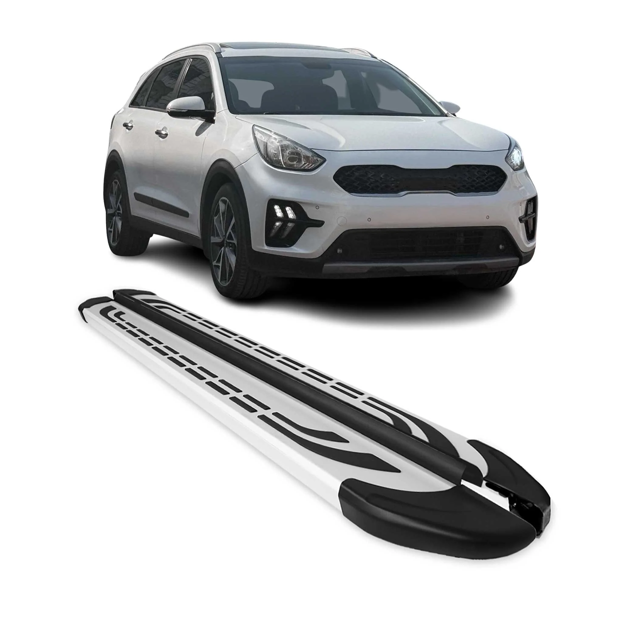 Trittbretter Seitenschweller Seitenbretter für Kia Niro I 2017-22 Aluminium Grau