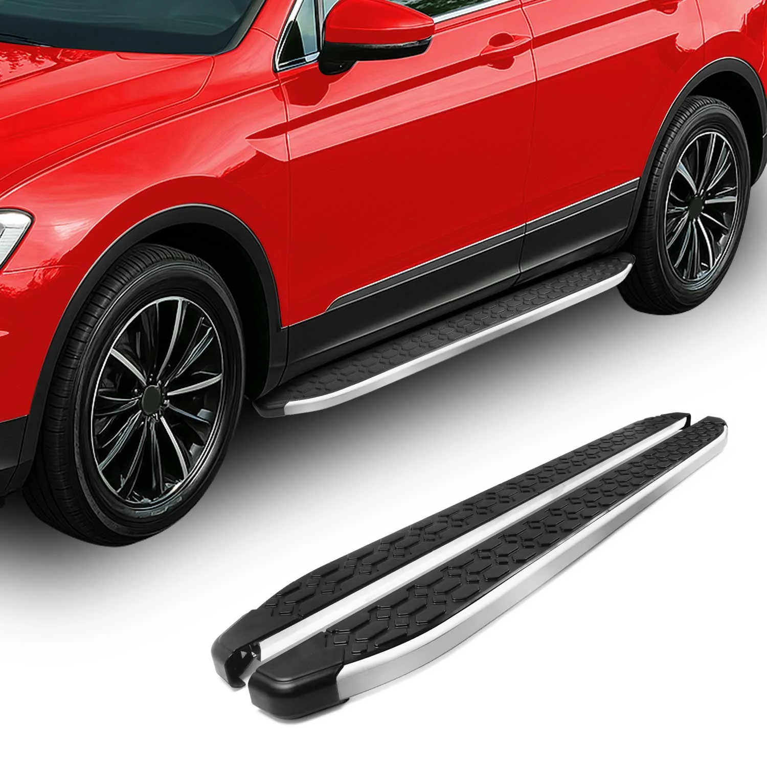 Alu Trittbretter Seitenschweller für Audi Q7 2015-2026 Schwarz Silber 2tlg - Image 2