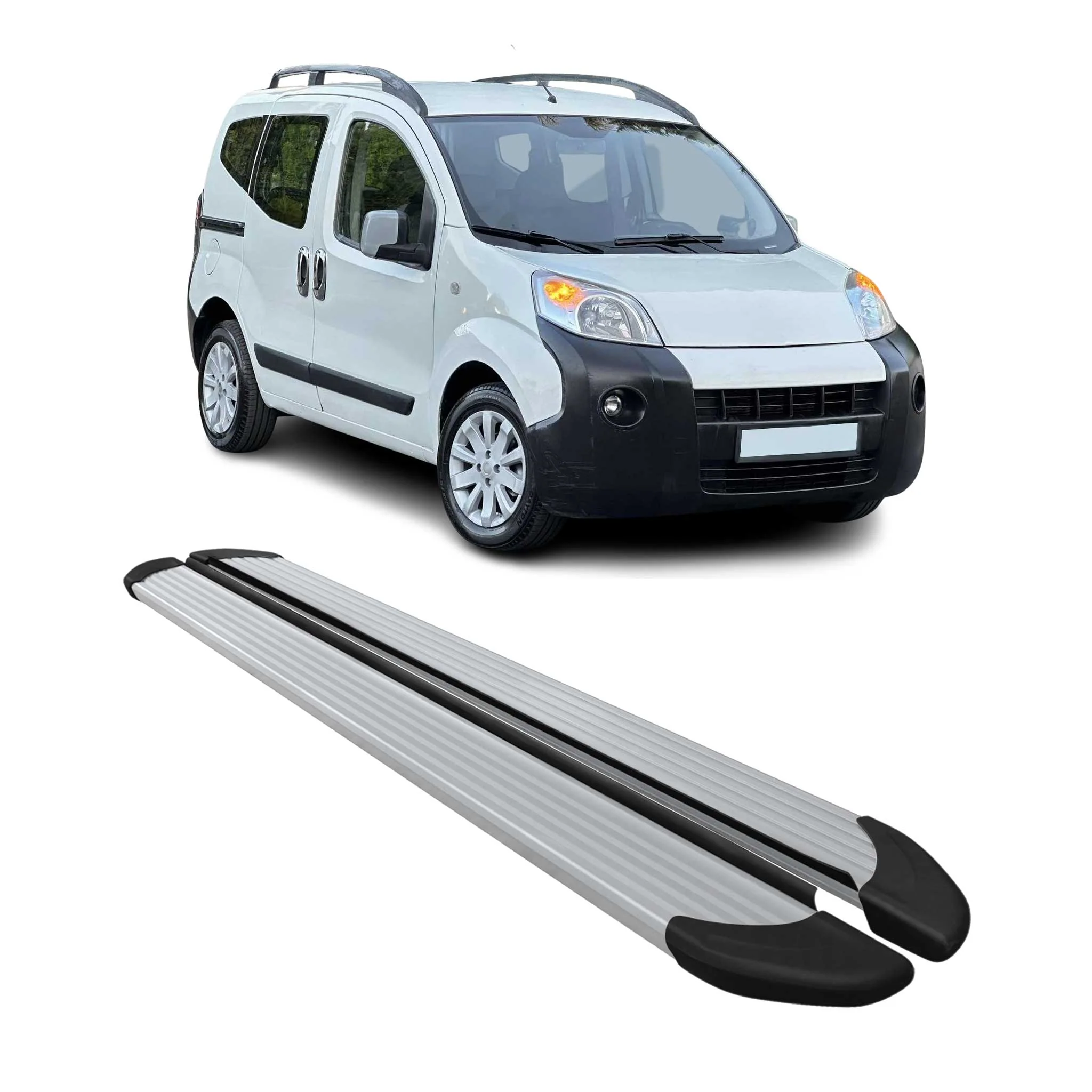 Seitenschweller Trittbretter Schweller für Citroen Nemo 2009-2020 Aluminium Grau