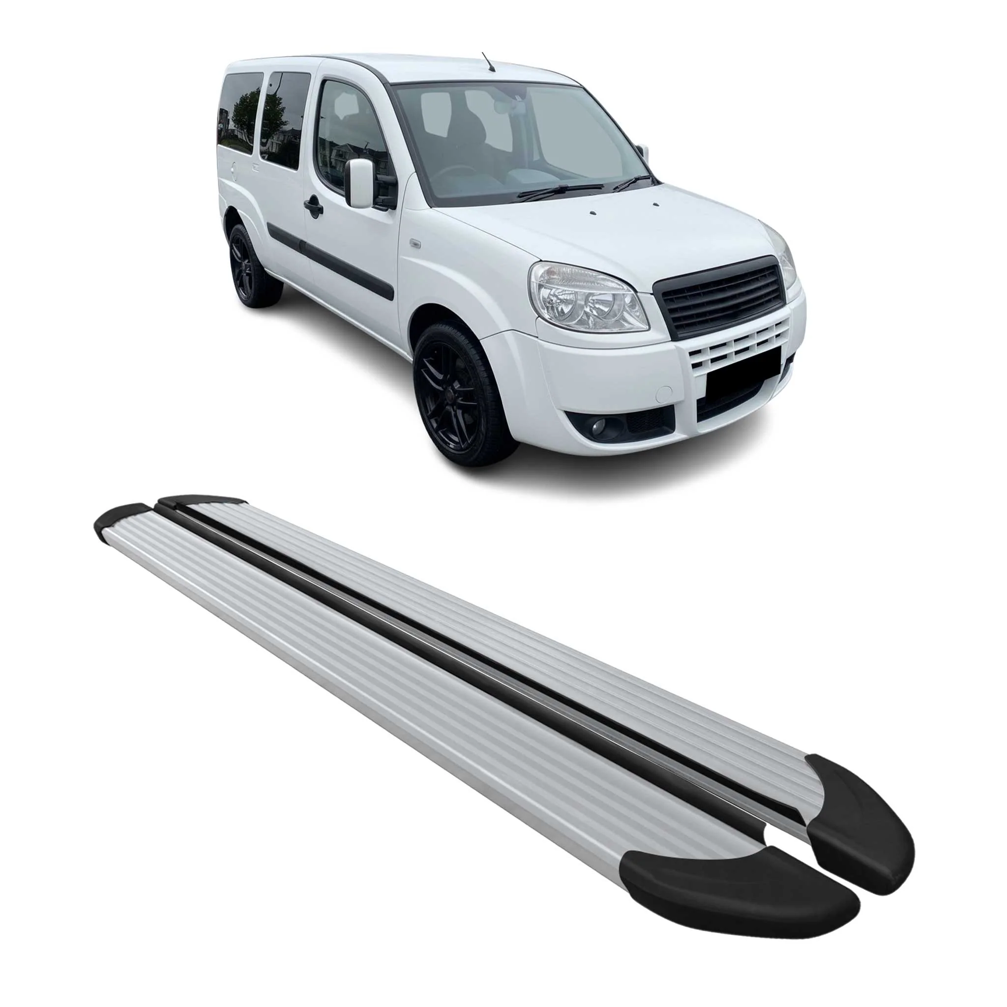 Seitenschweller Trittbretter Schweller für Fiat Doblo Maxi 2000-2010 Alu Grau