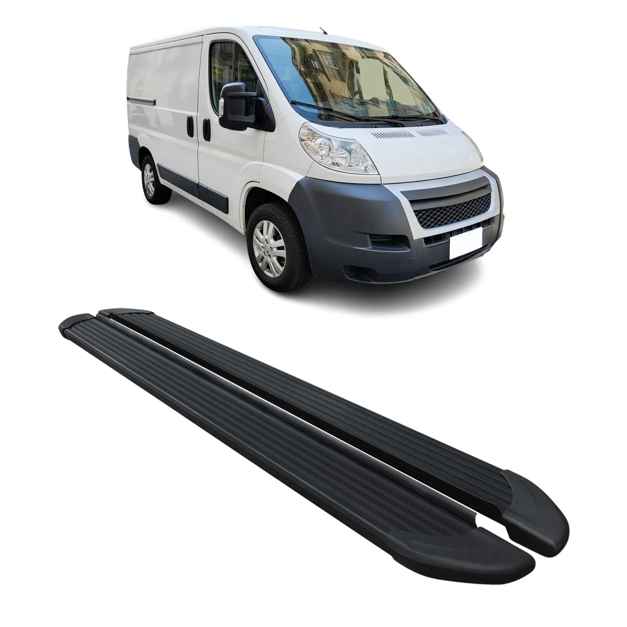 Seitenschweller Trittbretter Schweller für Fiat Ducato 2006-2026 L1 Alu Schwarz